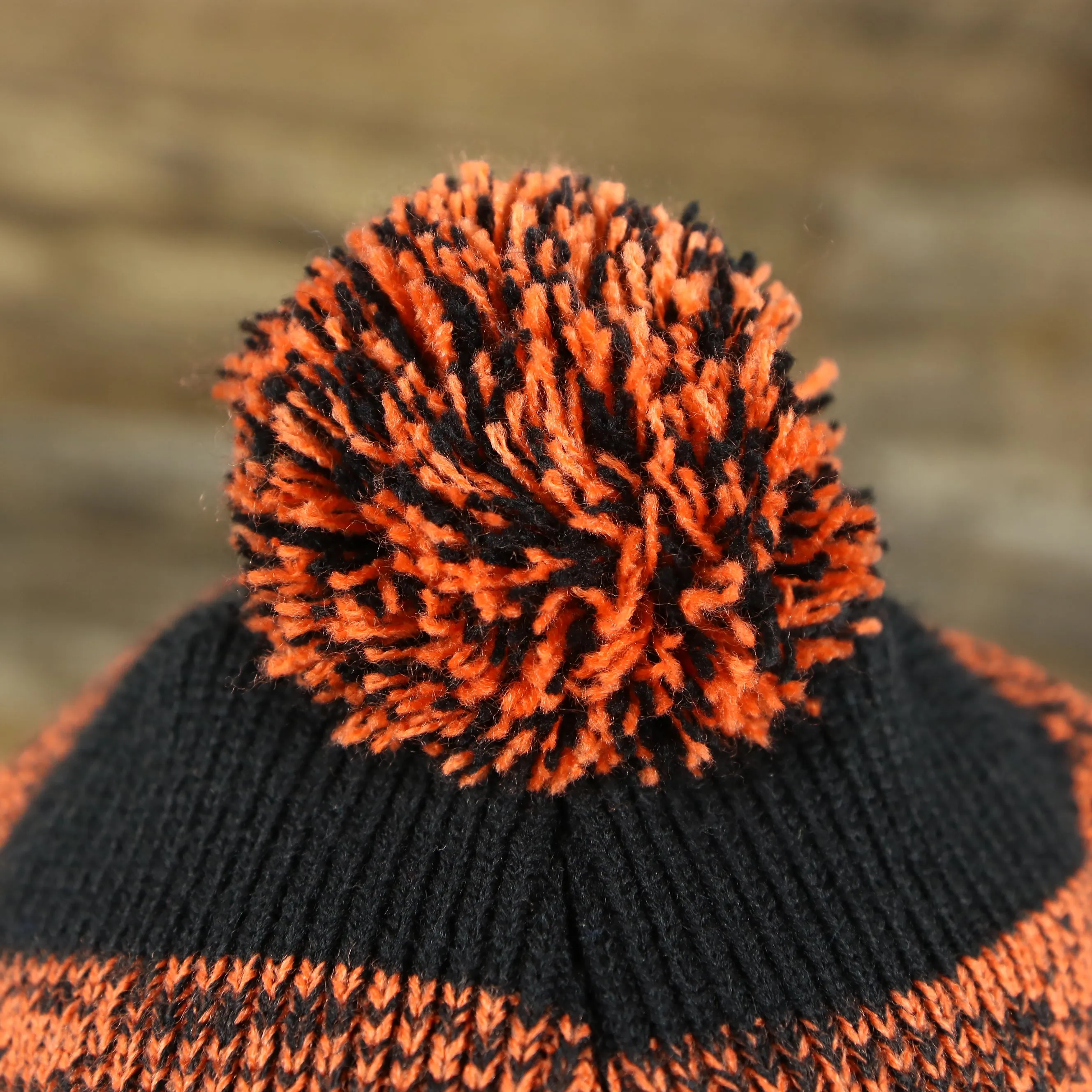 Philadelphia Flyers Knit Winter Beanie - Black, Orange, Gray (with Pom Pom)