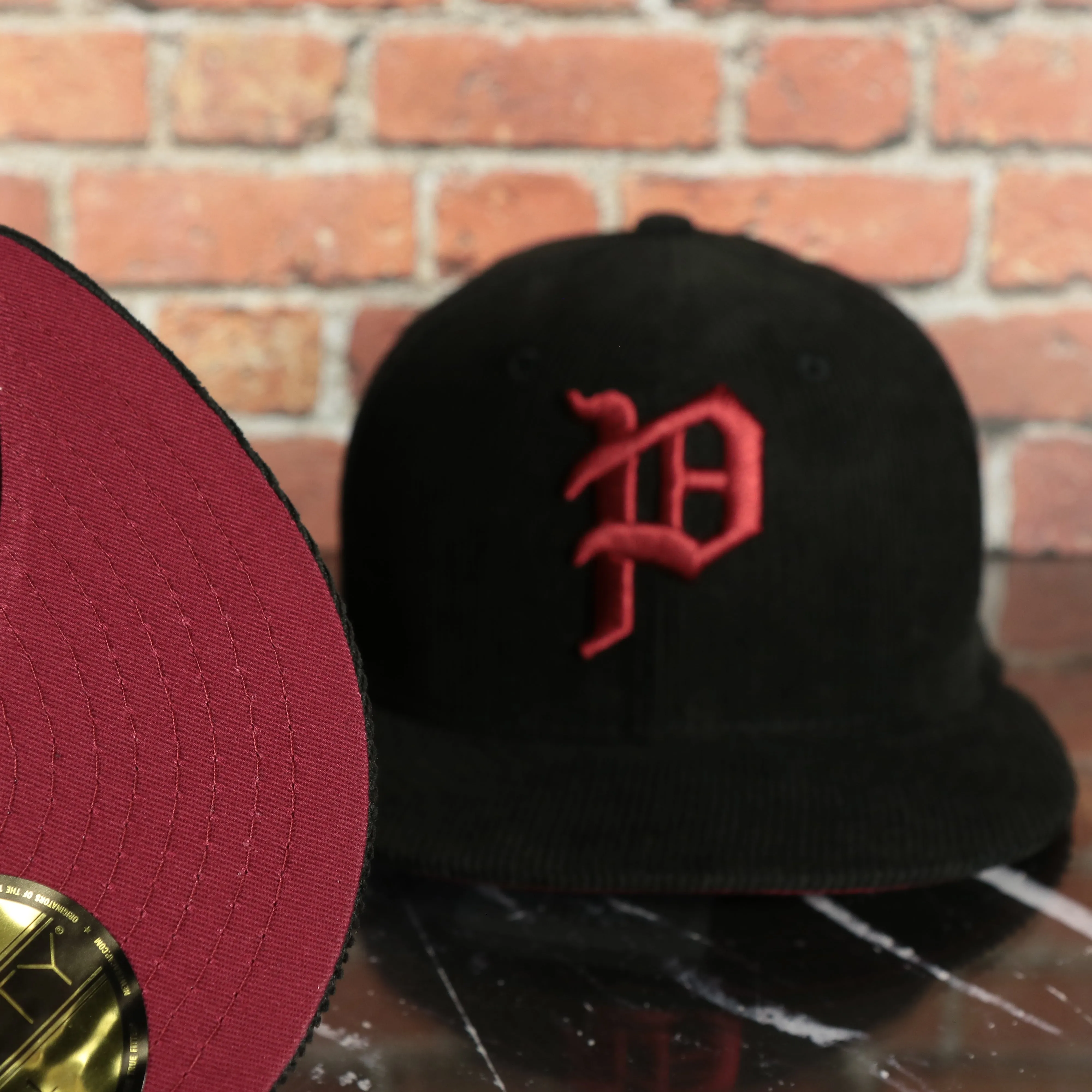 Philadelphia Phillies 100th Anniversary Corduroy Fitted Cap | Maroon Bottom