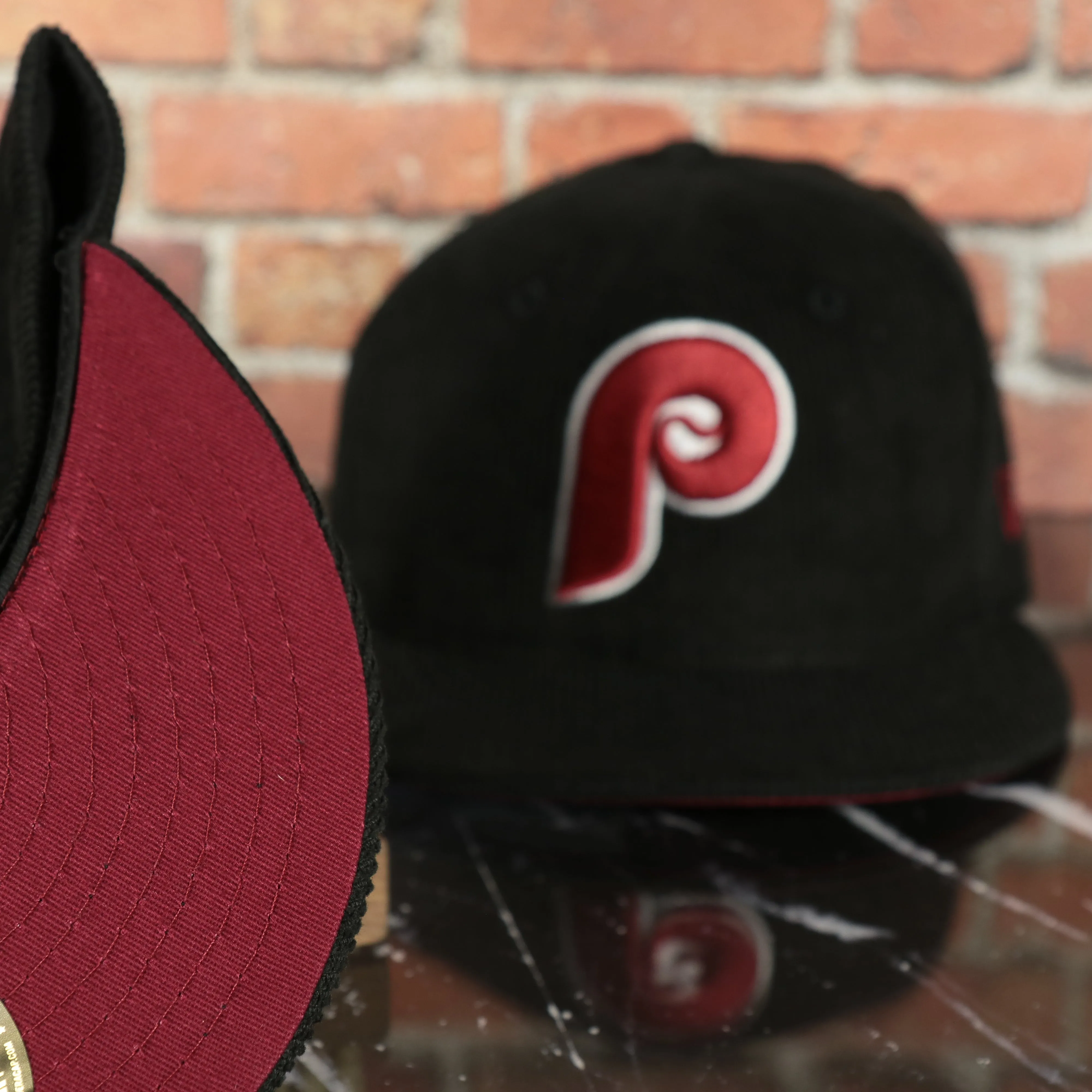 Philadelphia Phillies Cooperstown World Champions Side Patch Black Maroon Bottom Corduroy 59Fifty Fitted Cap | Corduroy Fitted P