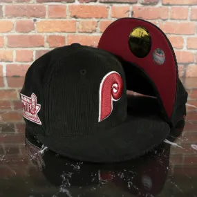 Philadelphia Phillies Cooperstown World Champions Side Patch Black Maroon Bottom Corduroy 59Fifty Fitted Cap | Corduroy Fitted P