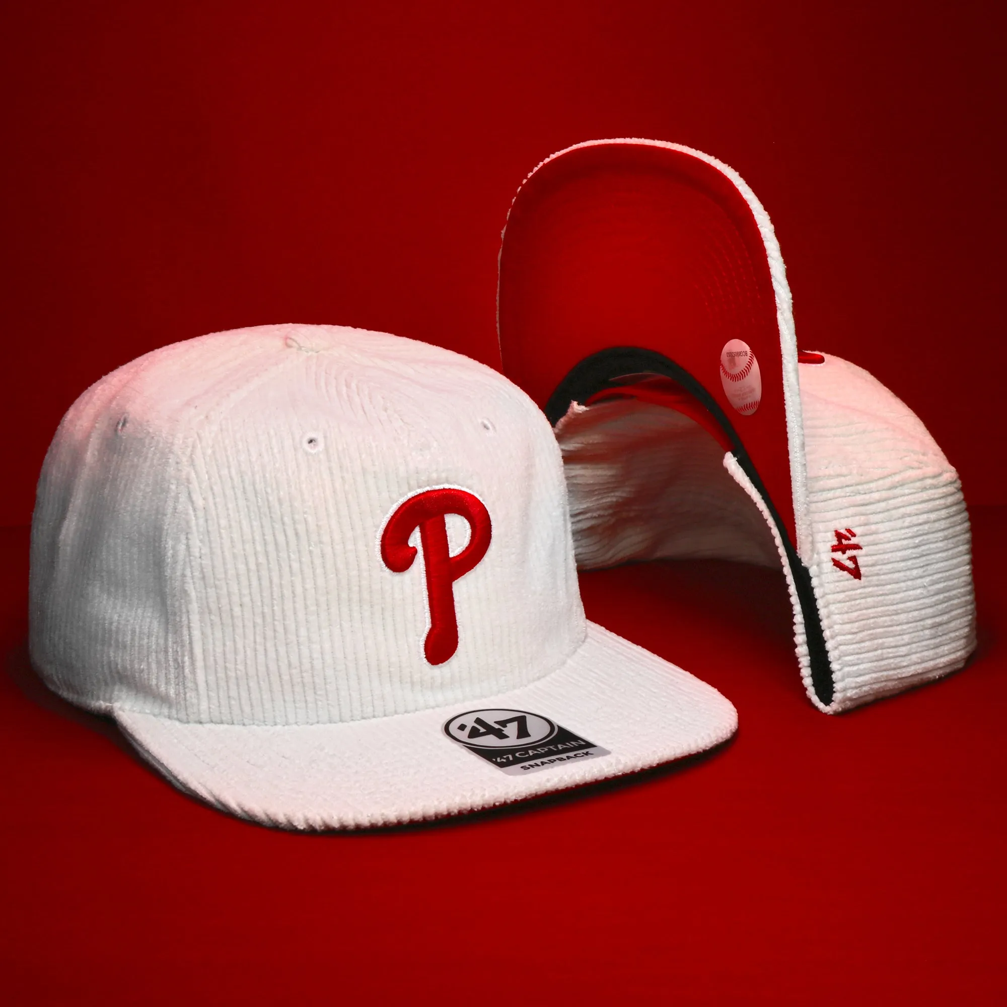 Philadelphia Phillies Corduroy Snapback Hat | White Corduroy Snap Cap - Buy Now