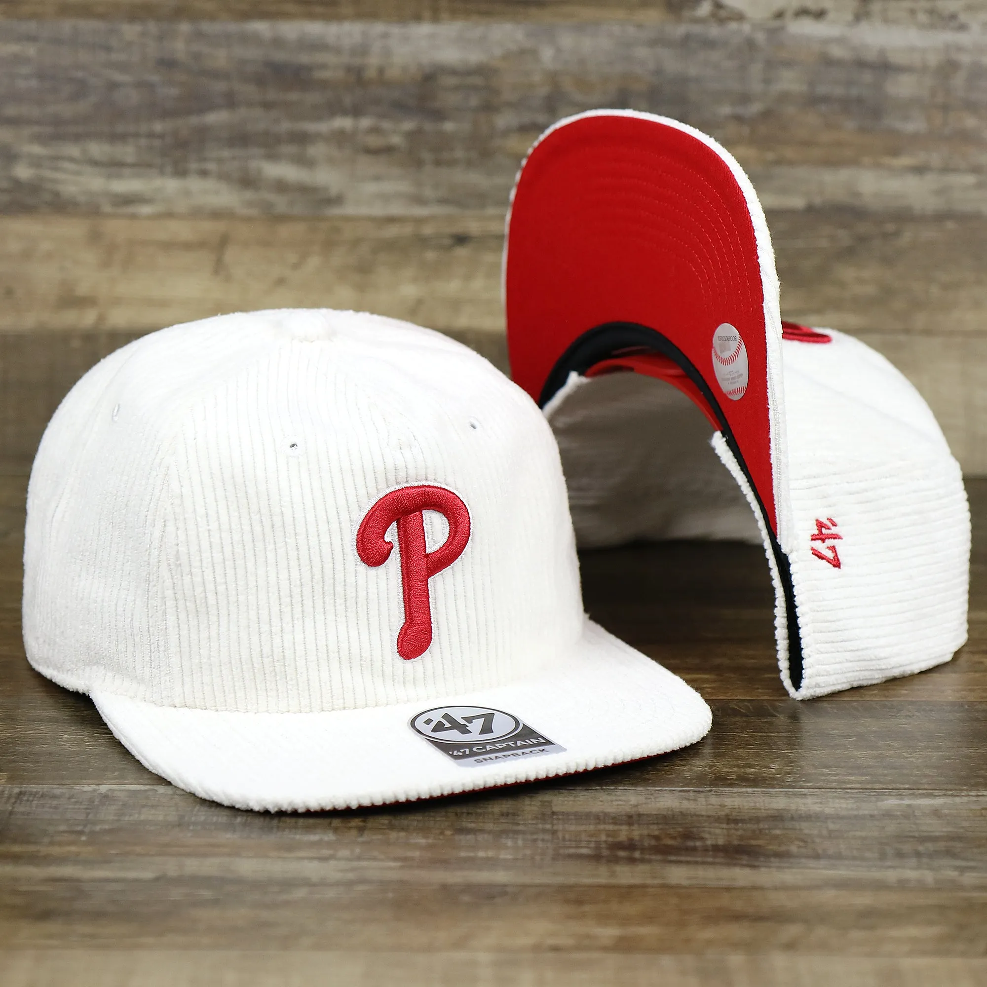 Philadelphia Phillies Corduroy Snapback Hat | White Corduroy Snap Cap - Buy Now