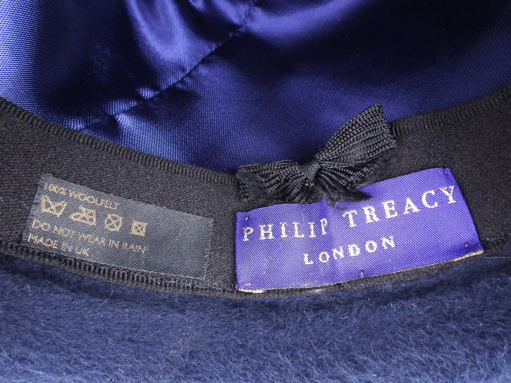 Philip Treacy Navy Blue Bucket Hat is a popular and stylish wool felt hat (DW442)