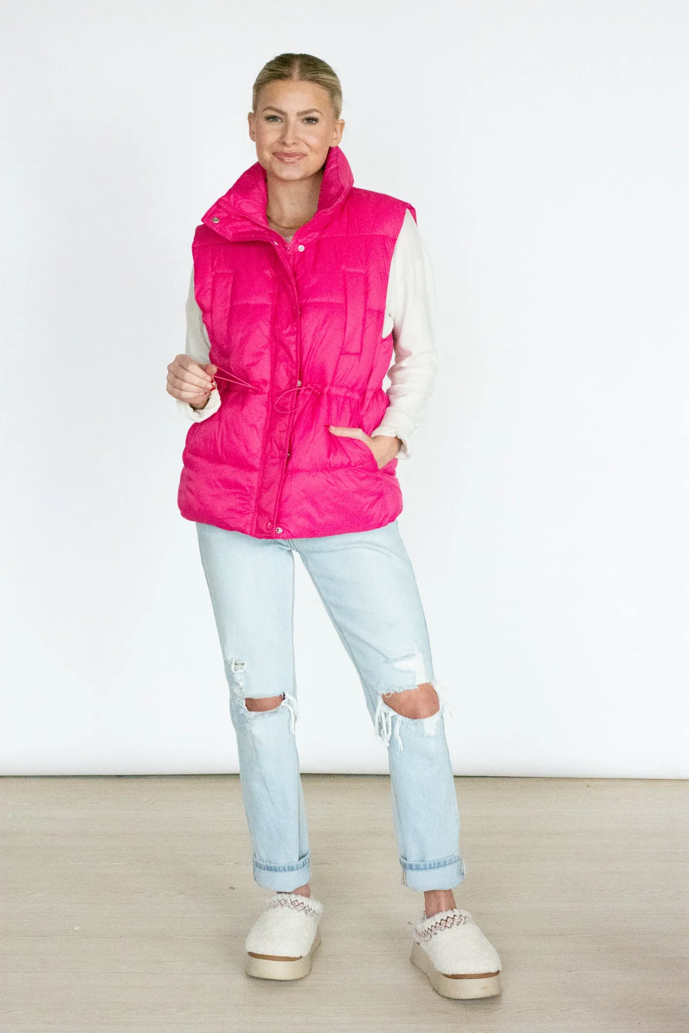 Pink Puffer Vest - Snow Much Love Edition