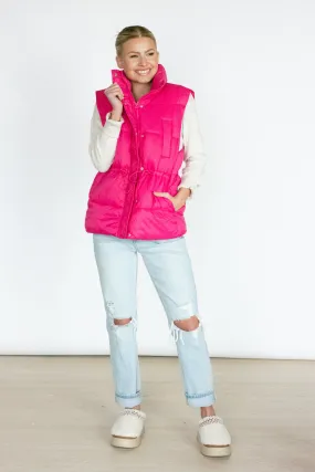 Pink Puffer Vest - Snow Much Love Edition