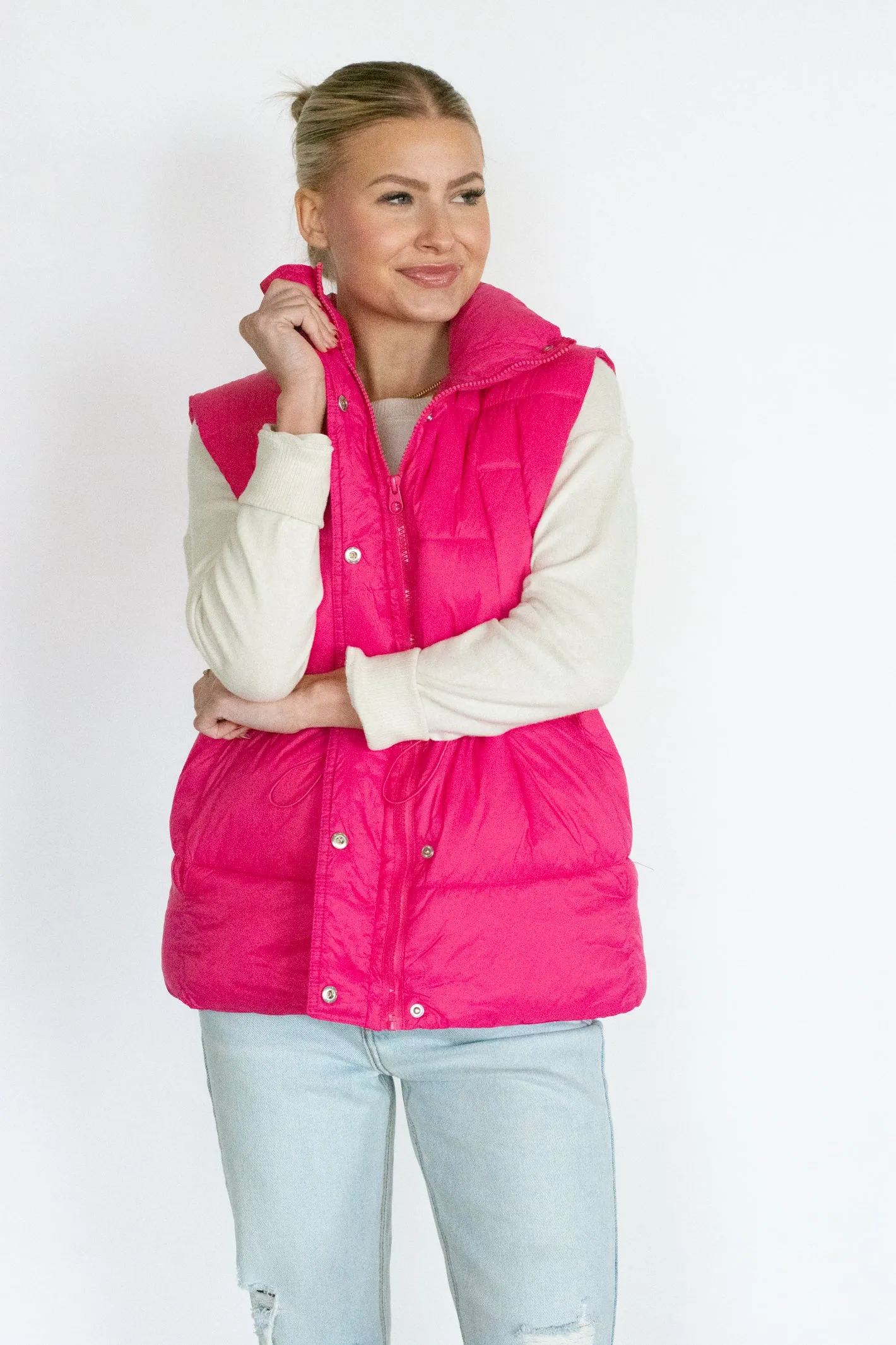 Pink Puffer Vest - Snow Much Love Edition