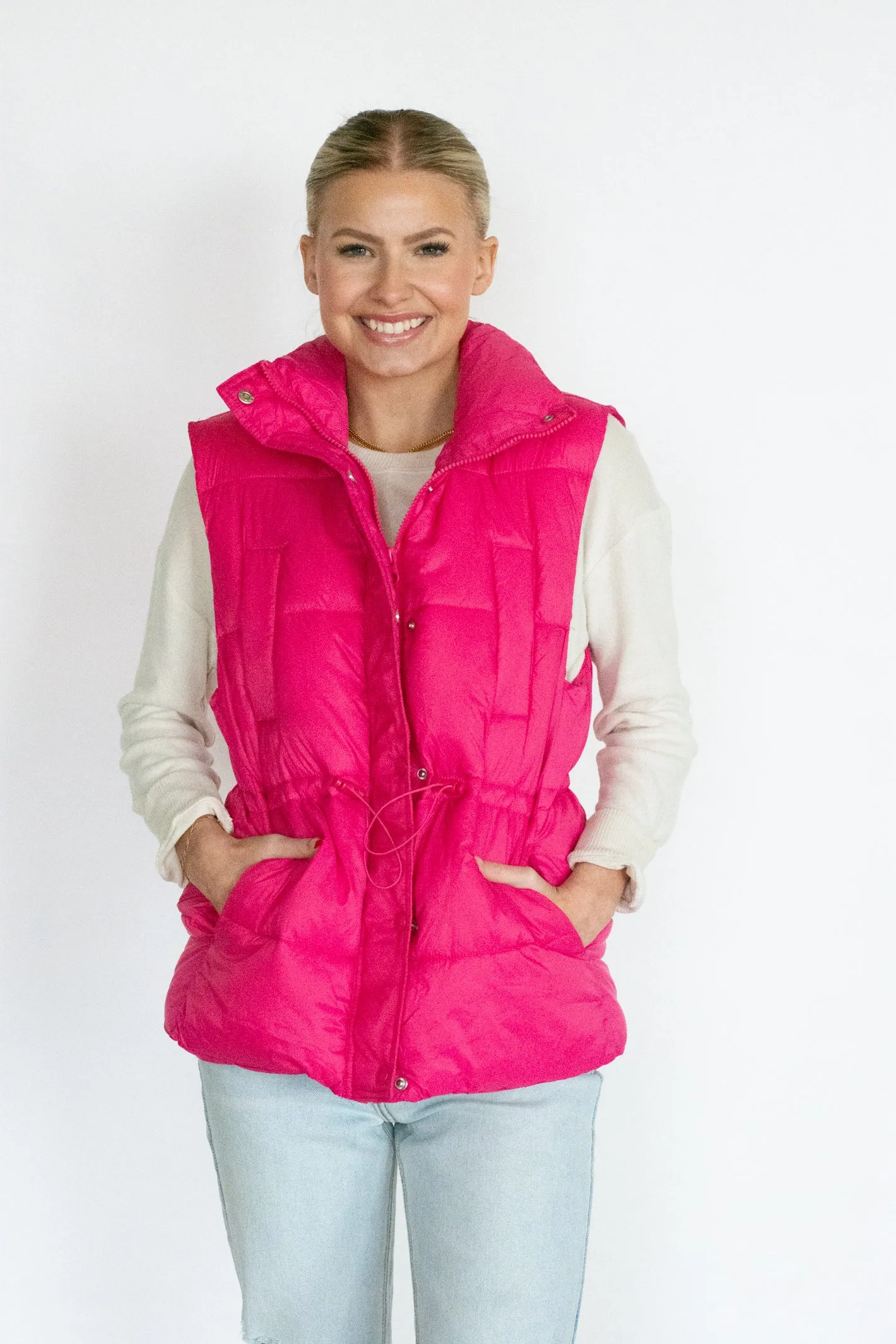 Pink Puffer Vest - Snow Much Love Edition