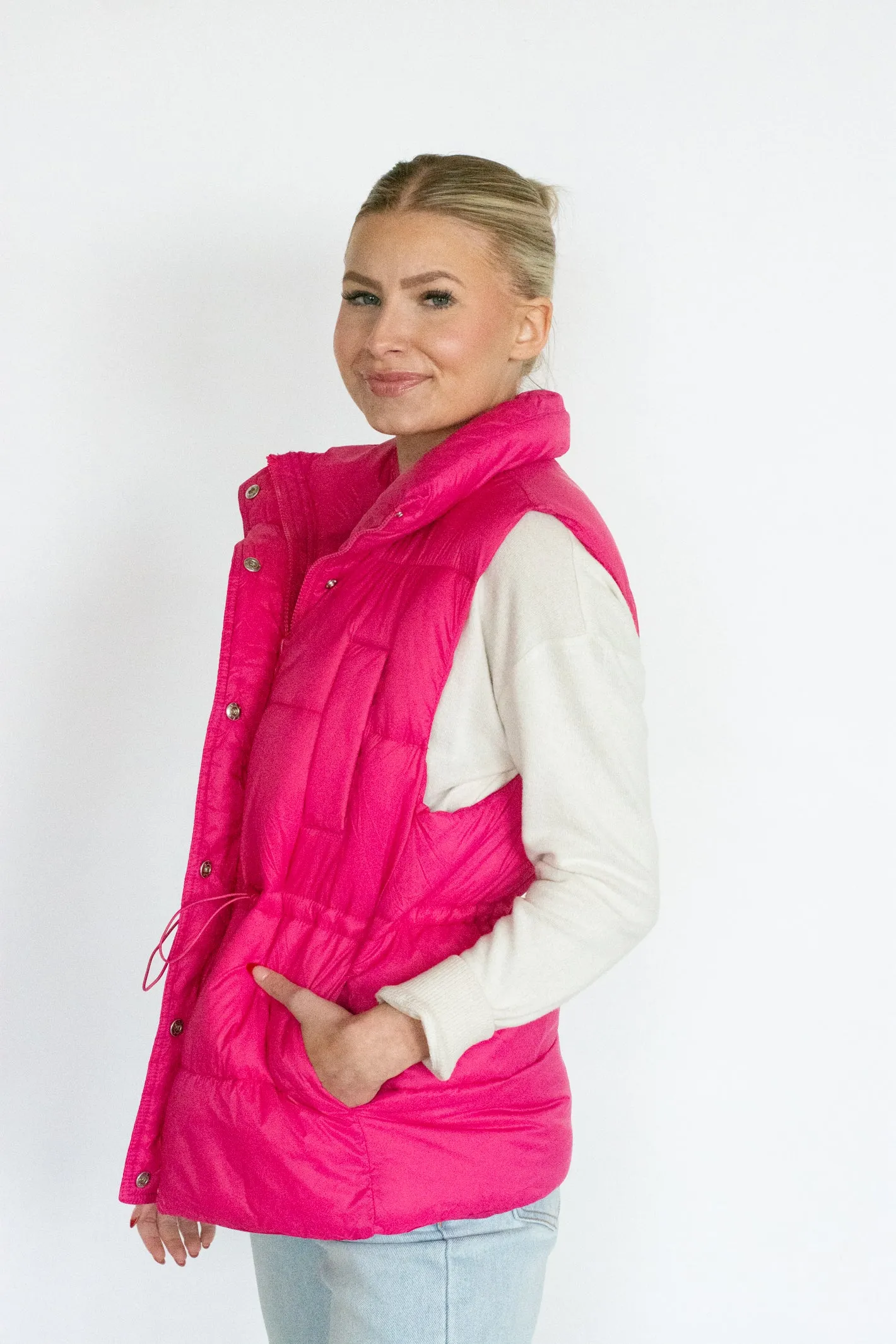 Pink Puffer Vest - Snow Much Love Edition