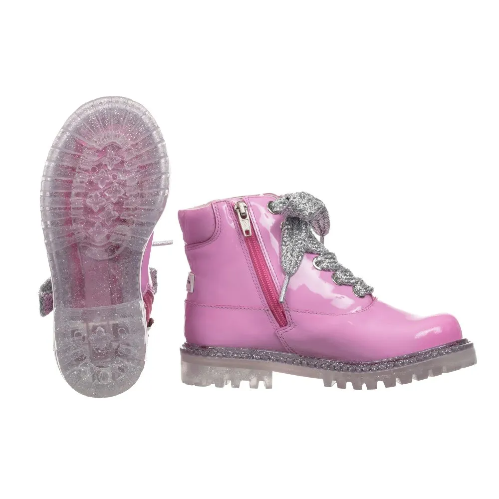 Pink Rococo Leather Boots