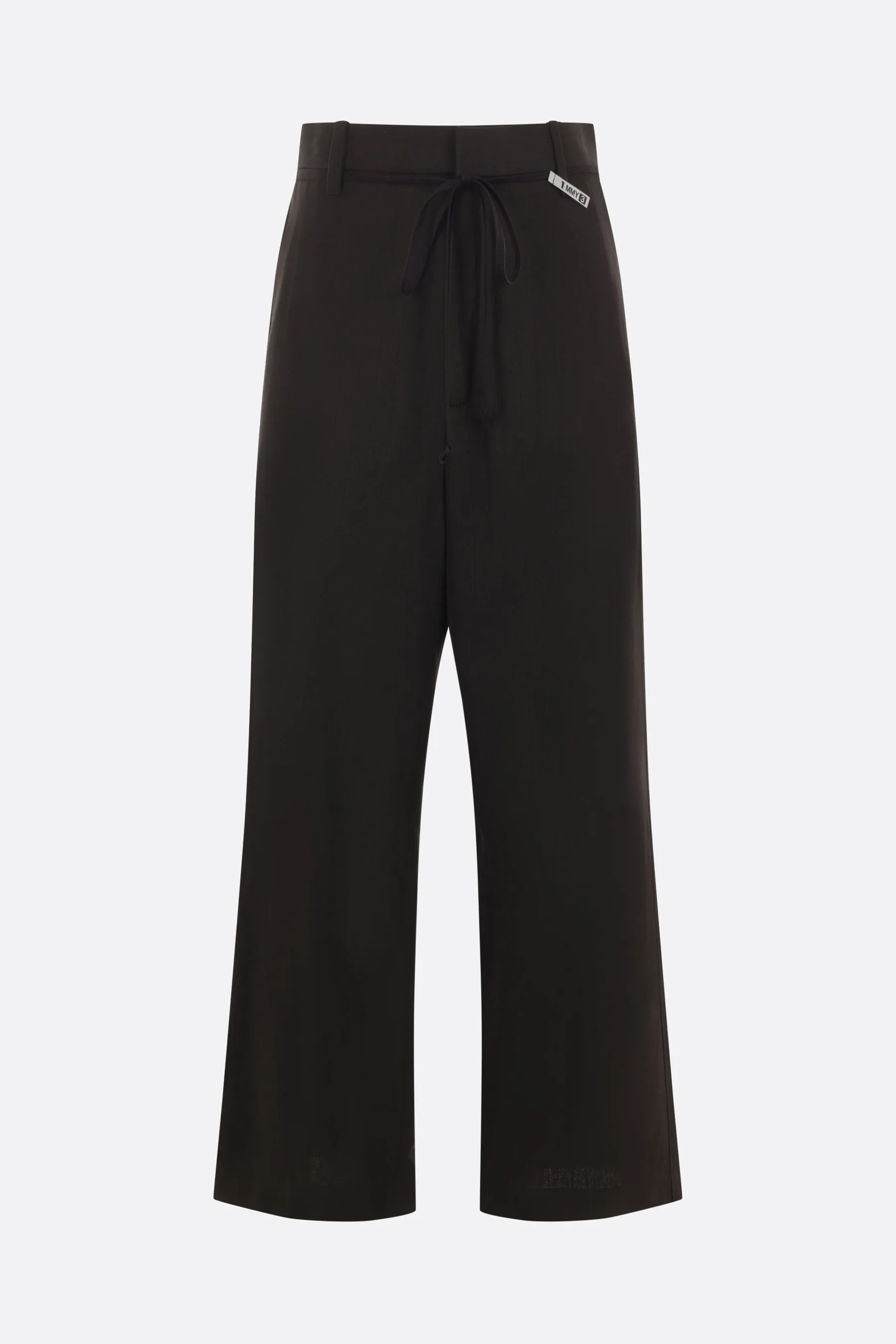 pinstripe wool blend trousers