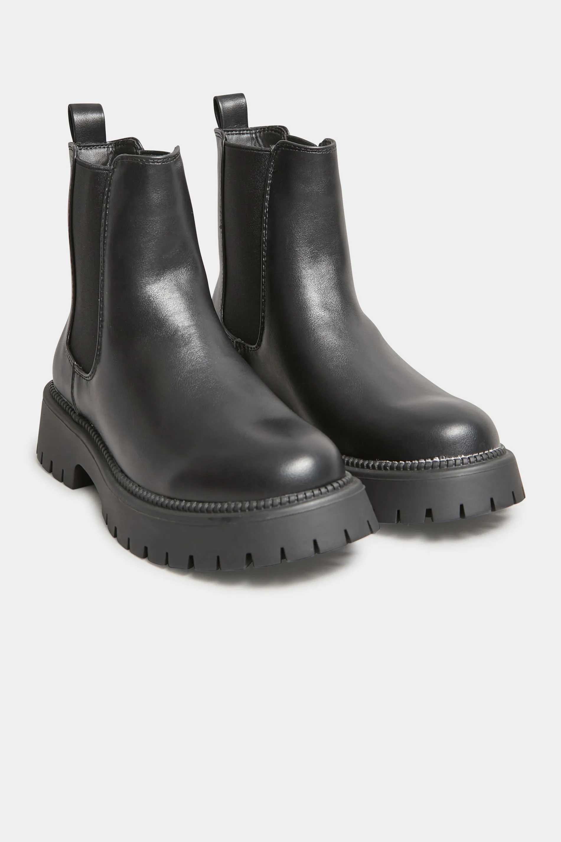 PixieGirl Black Chunky Chelsea Boots D Fit