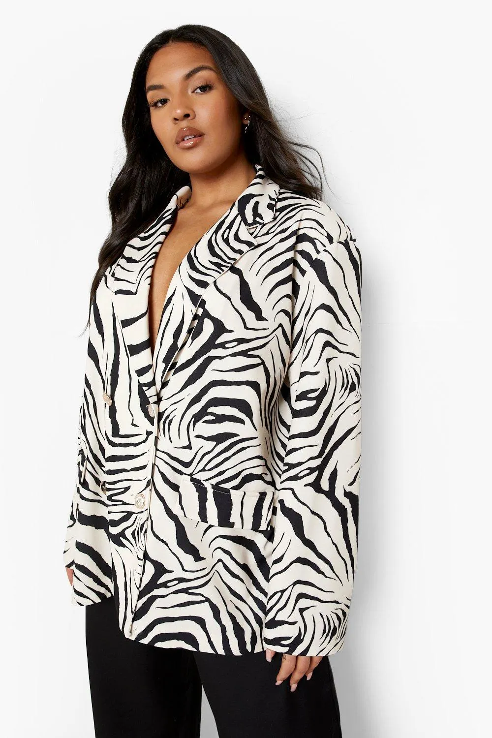 Plus Zebra Oversized Blazer