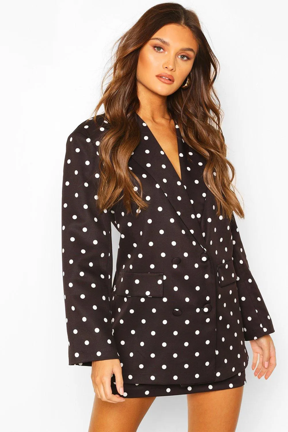 Polka Dot Double Breasted Blazer