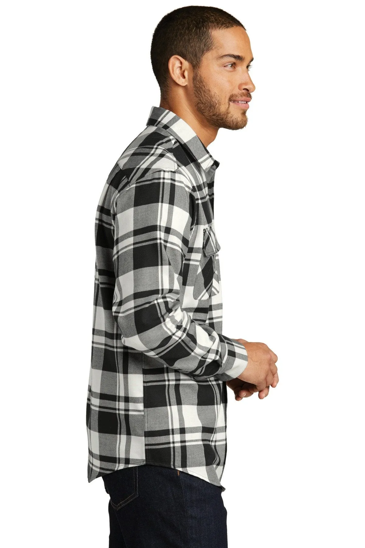 Port Authority Plaid Flannel Shirt W668 Snow White/ Black