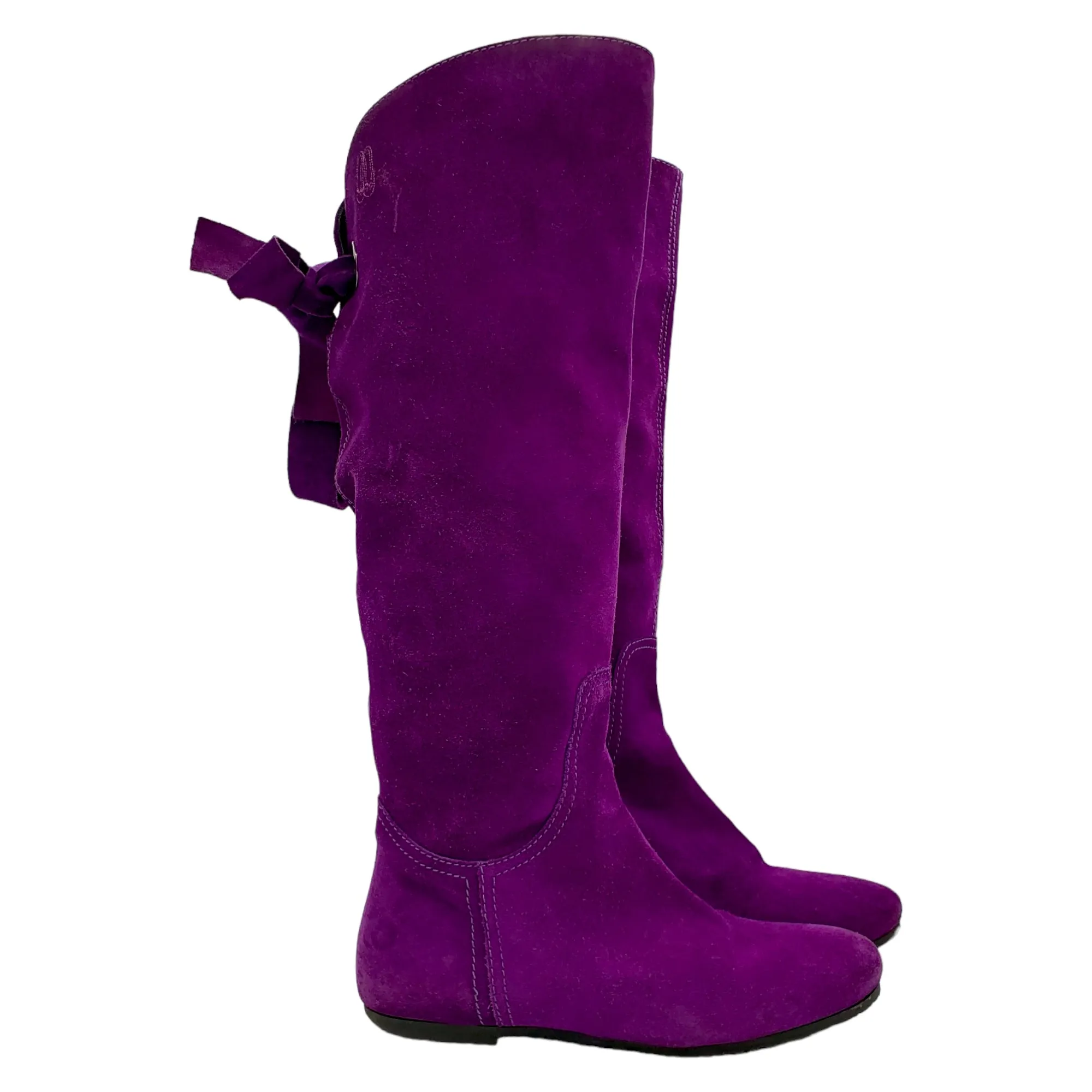 Pretty Ballerinas Purple Suede Knee Length Boots