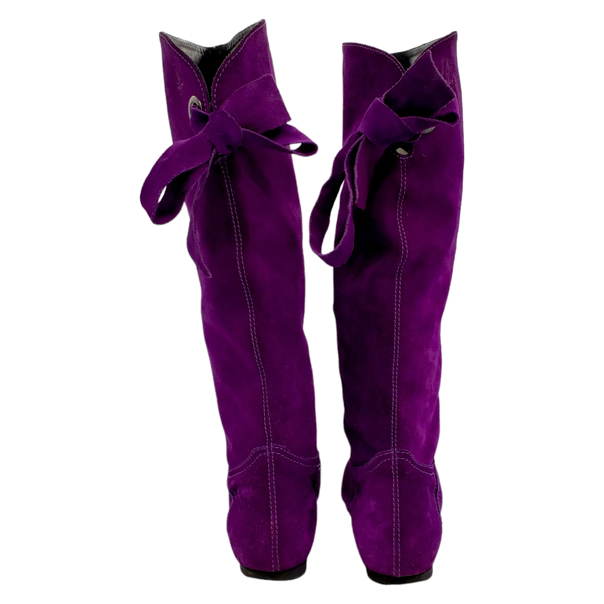 Pretty Ballerinas Purple Suede Knee Length Boots