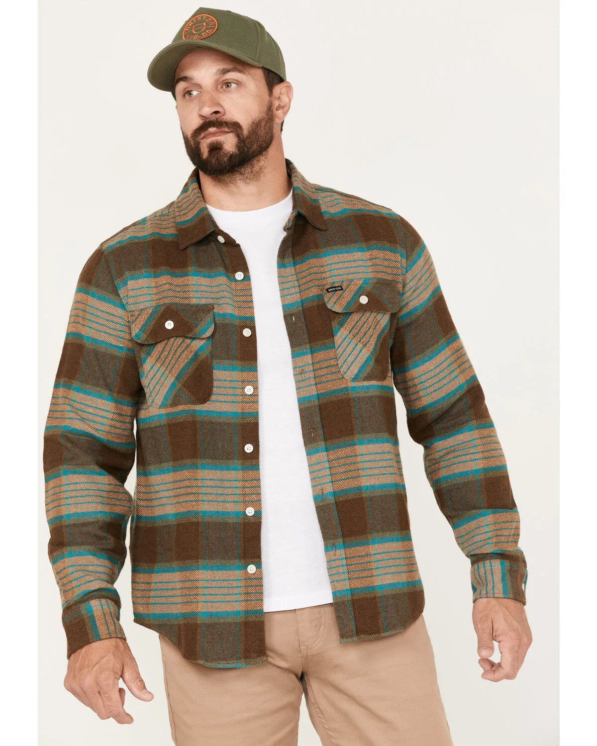 Product Name:  Brixton Men's Bowery Plaid Print Long Sleeve Button-Down Flannel Shirt