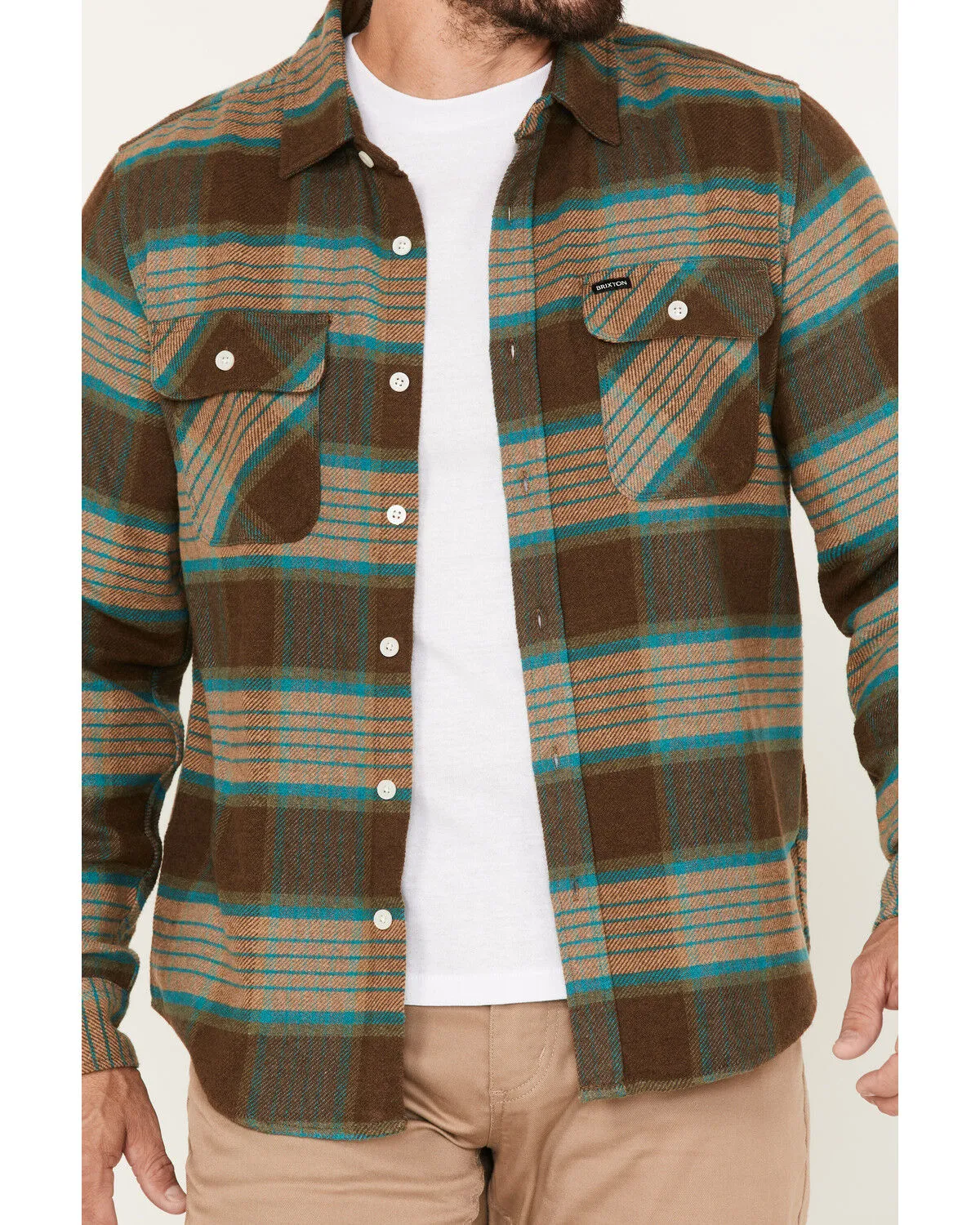 Product Name:  Brixton Men's Bowery Plaid Print Long Sleeve Button-Down Flannel Shirt