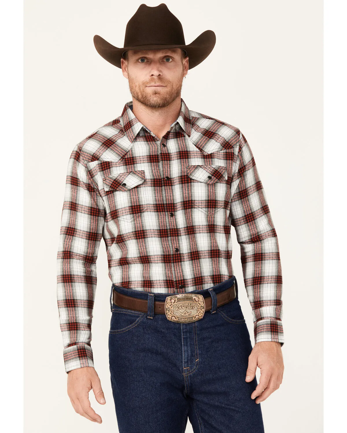 Product Name:  Cody James Men's Alrighty Plaid Print Long Sleeve Snap Western Flannel Shirt