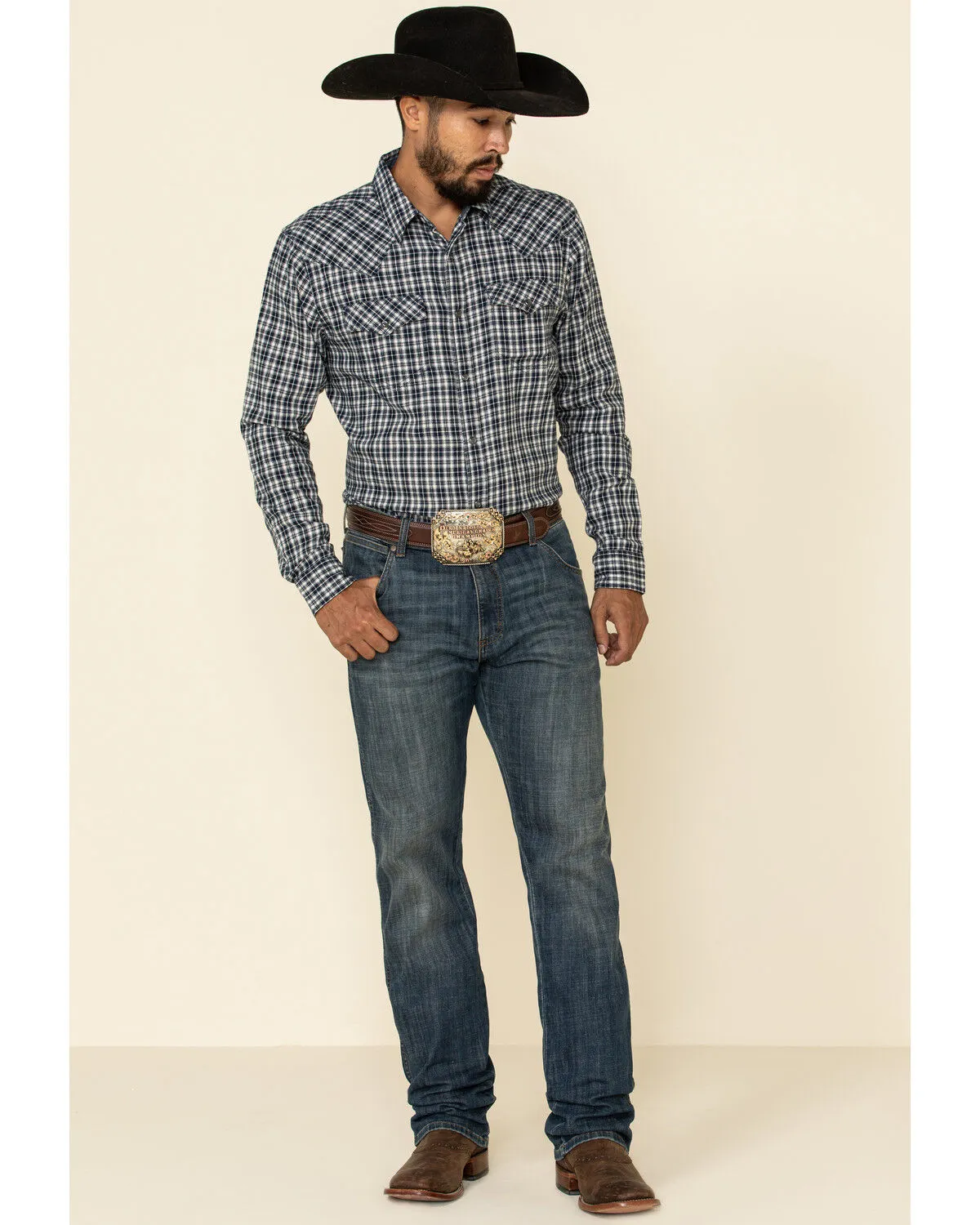 Product Name:  Cody James Men's Ash Small Plaid Long Sleeve Western Flannel Shirt