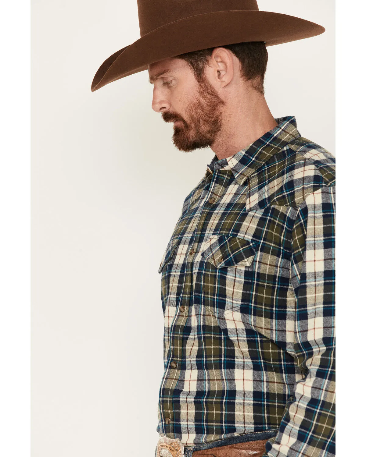 Product Name:  Cody James Men's Buck Plaid Print Long Sleeve Snap Western Flannel Shirt