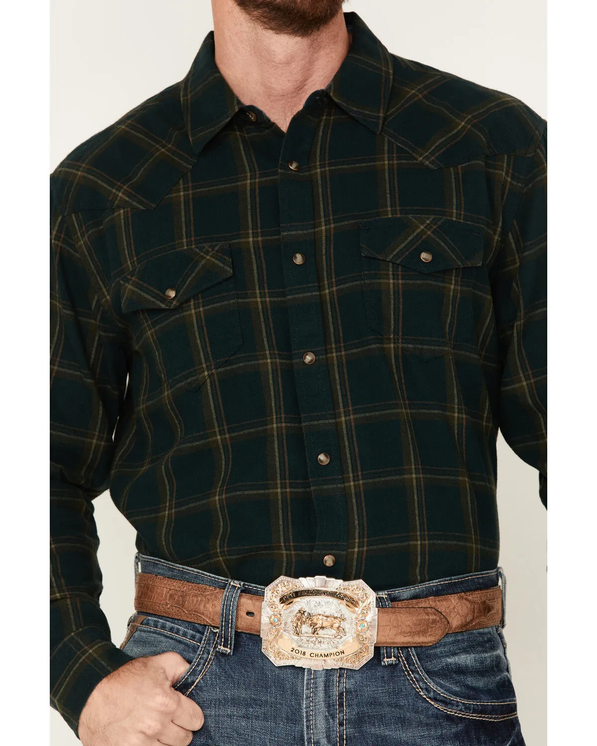 Product Name:  Cody James Men's Yucca Valley Plaid Print Long Sleeve Snap Western Flannel Shirt