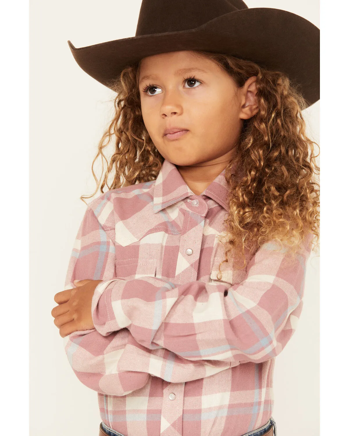 Product Name:  Ely Walker Girls' Plaid Print Long Sleeve Pearl Snap Flannel Shirt