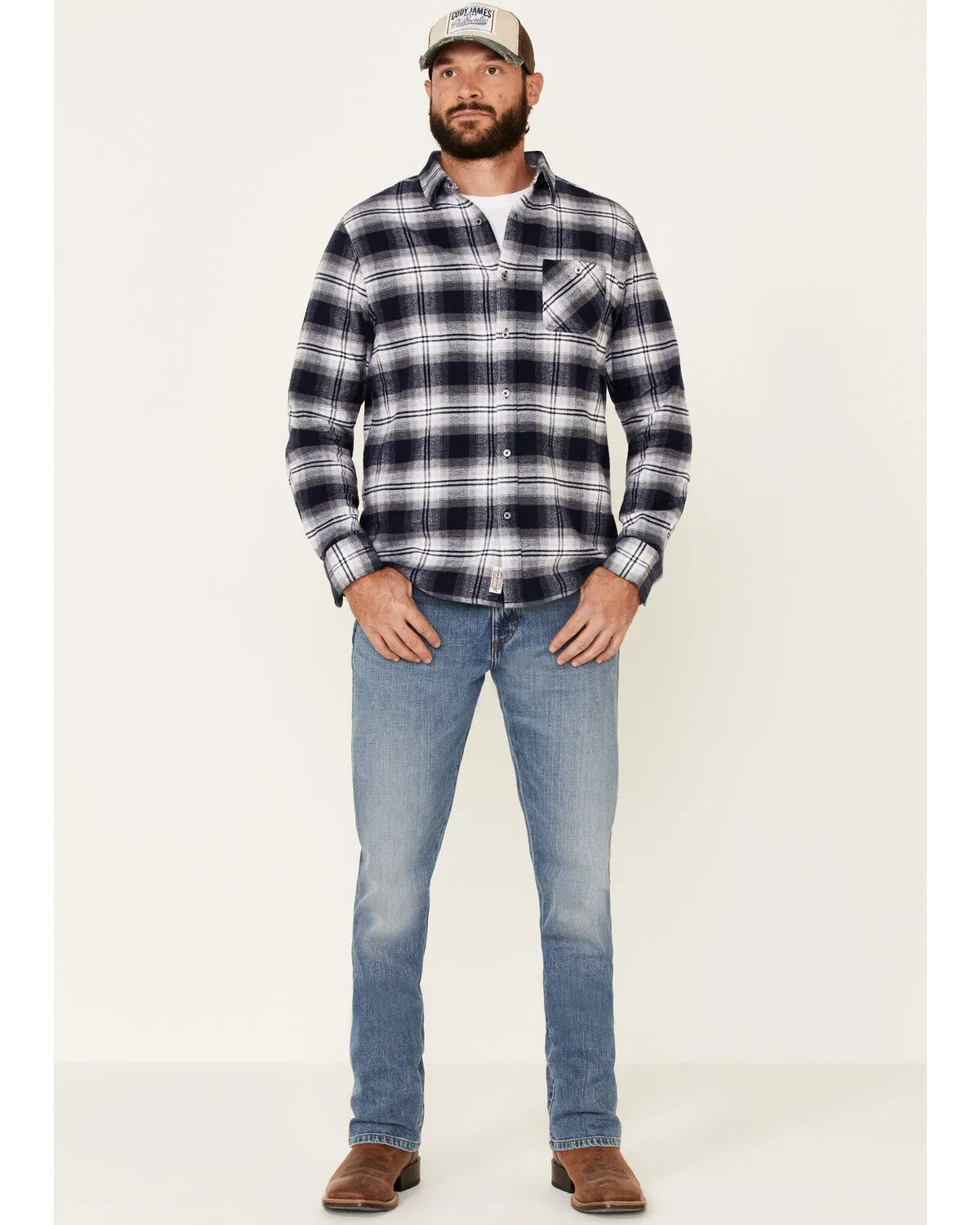 Product Name:  Flag & Anthem Men's Hanston Large Plaid Long Sleeve Western Flannel Shirt