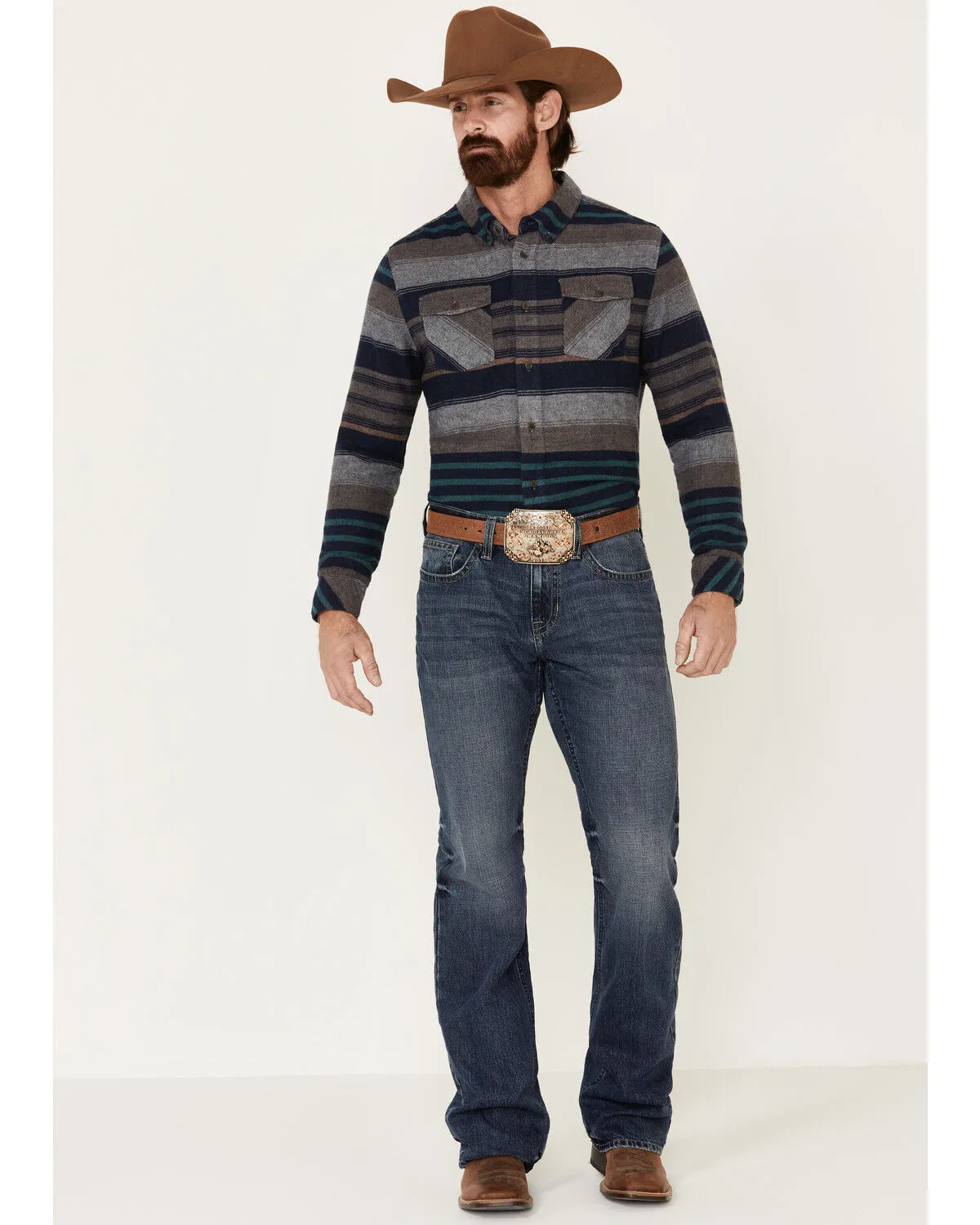 Product Name:  United By Blue Men's Brownstone Responsible Striped Long Sleeve Western Flannel Shirt