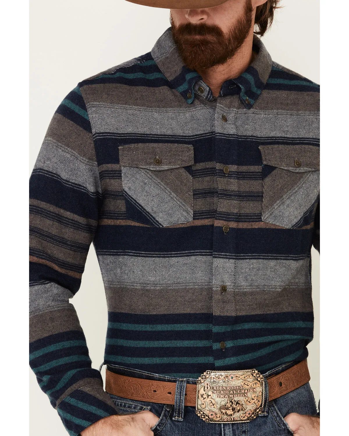 Product Name:  United By Blue Men's Brownstone Responsible Striped Long Sleeve Western Flannel Shirt