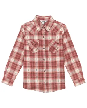 Product Name:  Wrangler Girls' Plaid Print Long Sleeve Snap Flannel Shirt