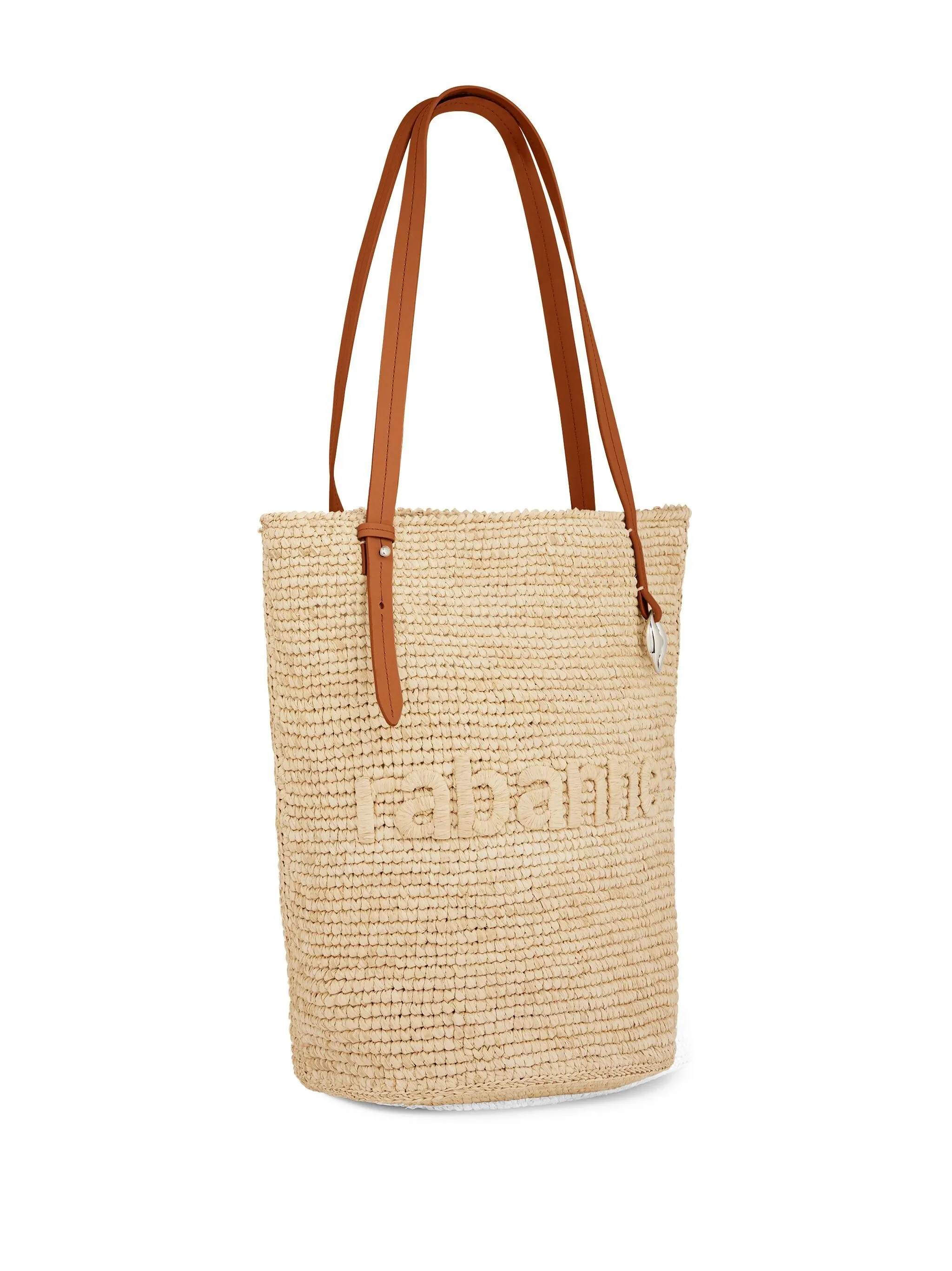 RABANNE Natural Raffia Tote Bag With Logo