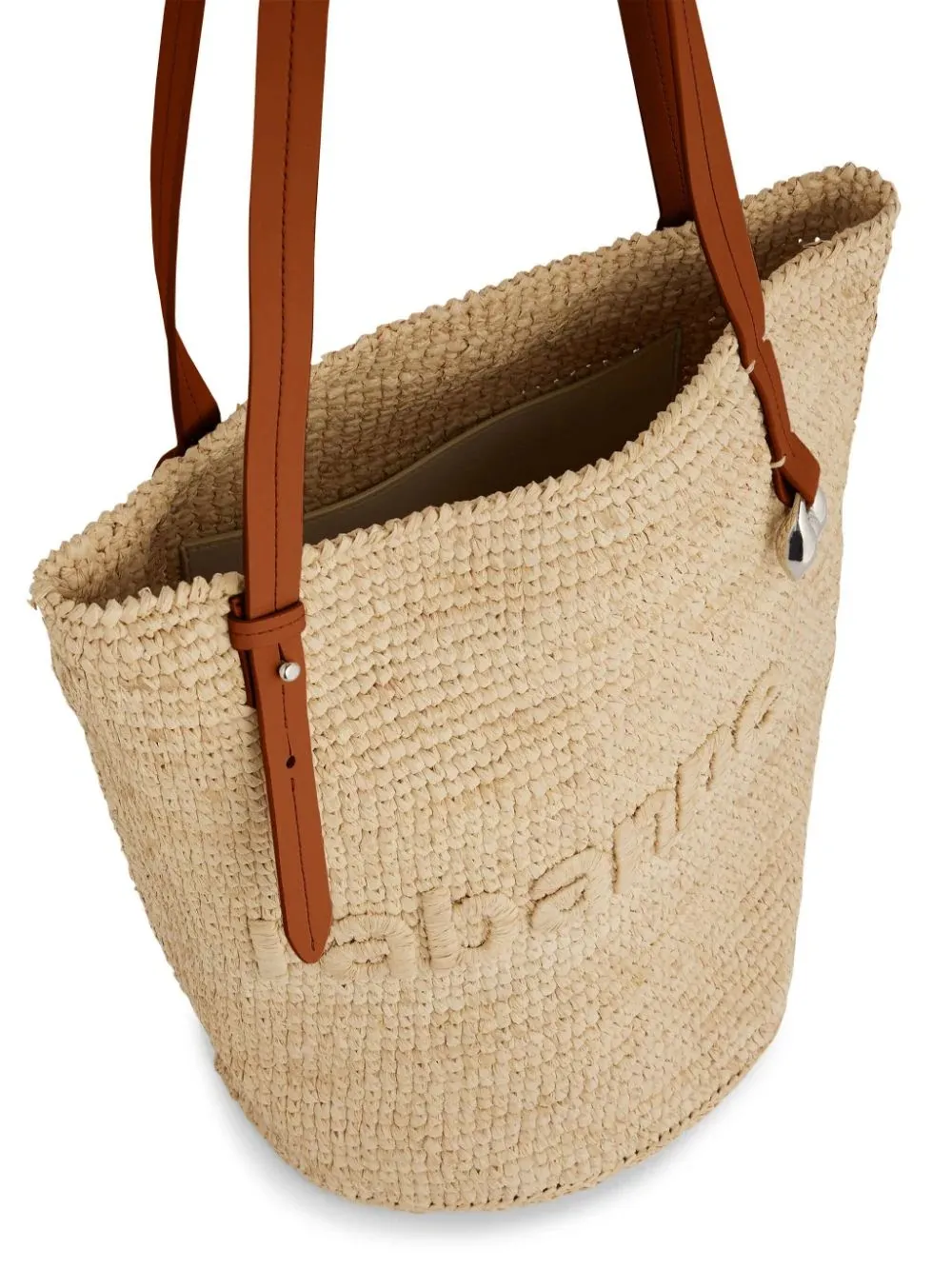 RABANNE Natural Raffia Tote Bag With Logo