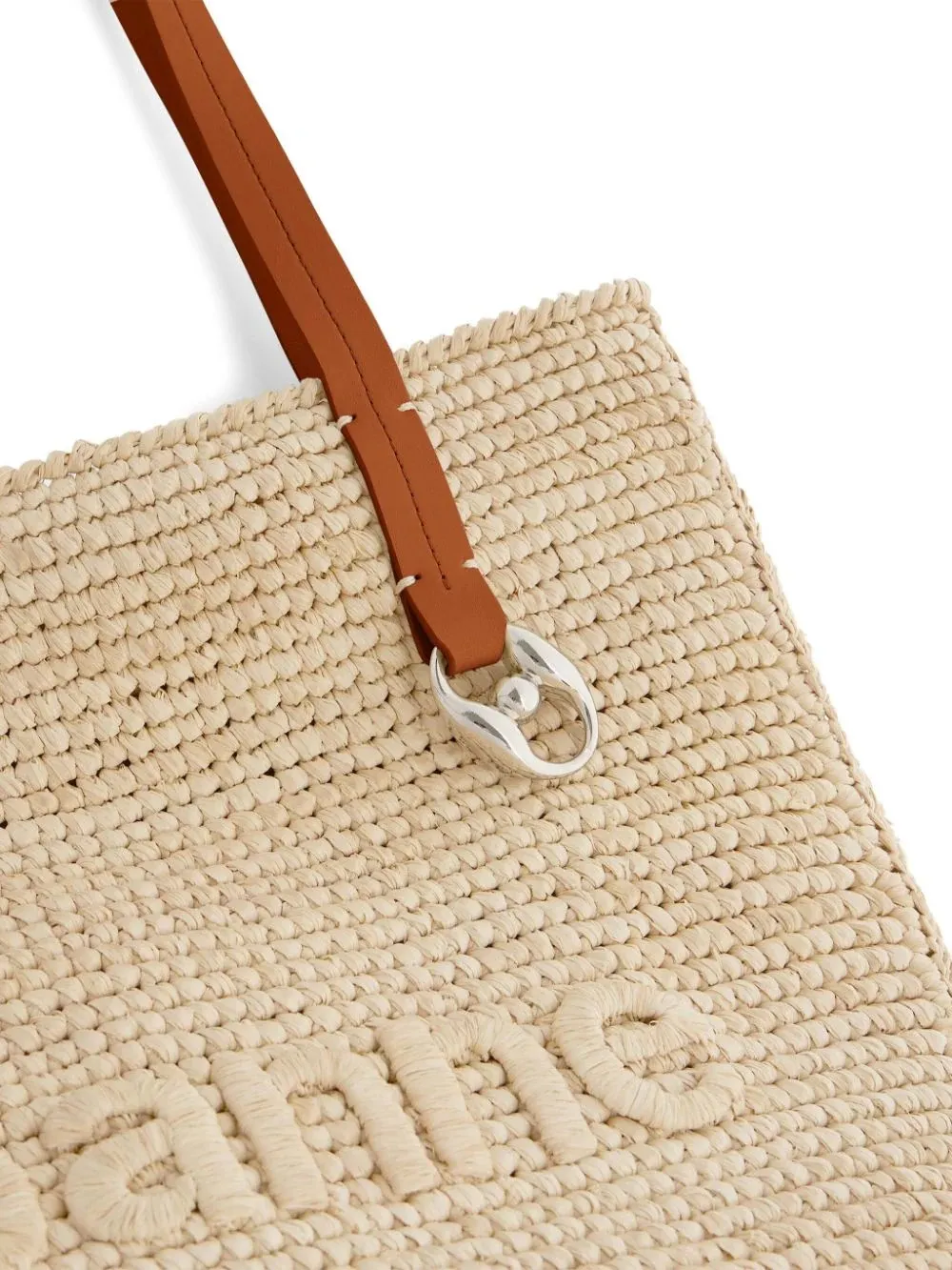 RABANNE Natural Raffia Tote Bag With Logo