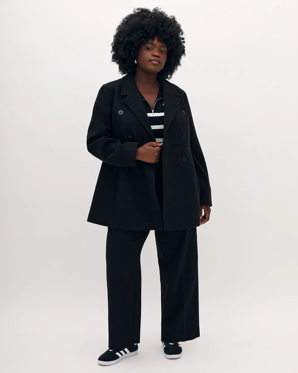 Responsible, Short Black Military Wool Coat - Addition Elle