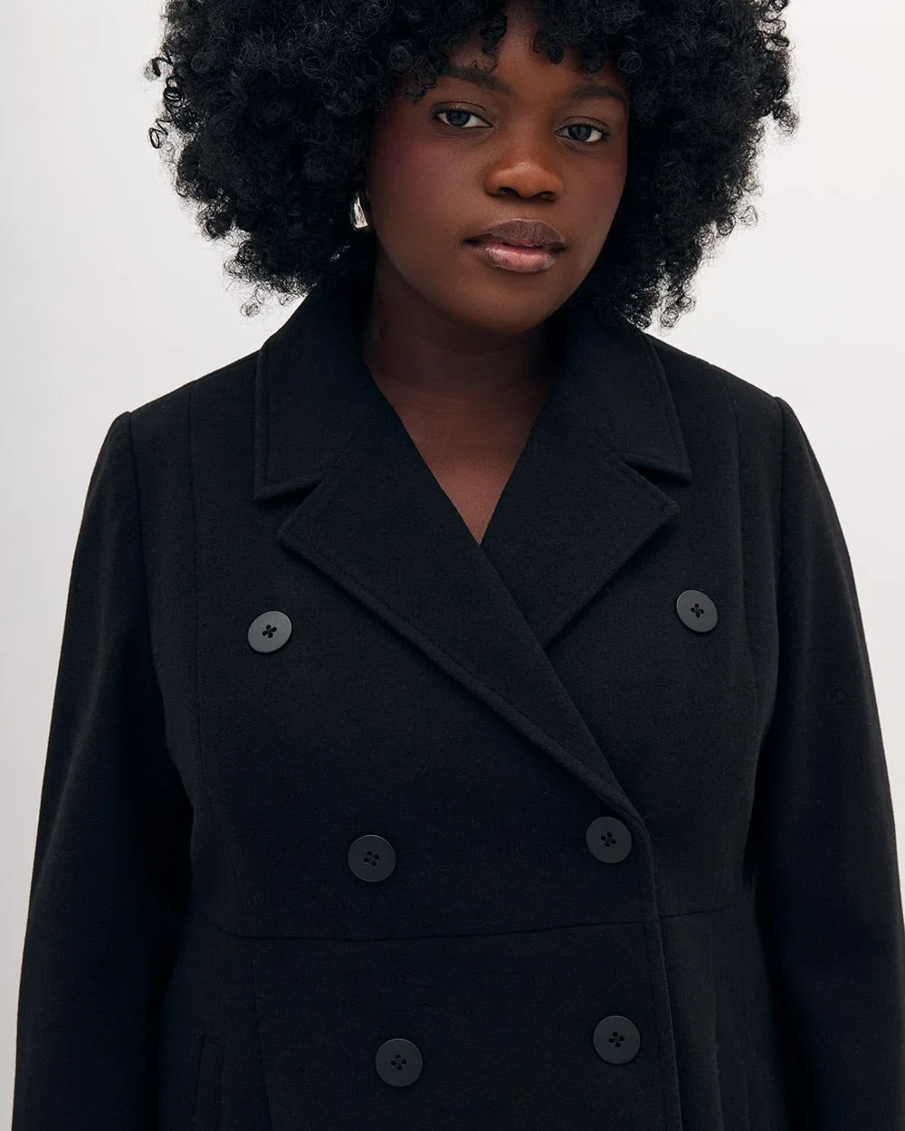 Responsible, Short Black Military Wool Coat - Addition Elle