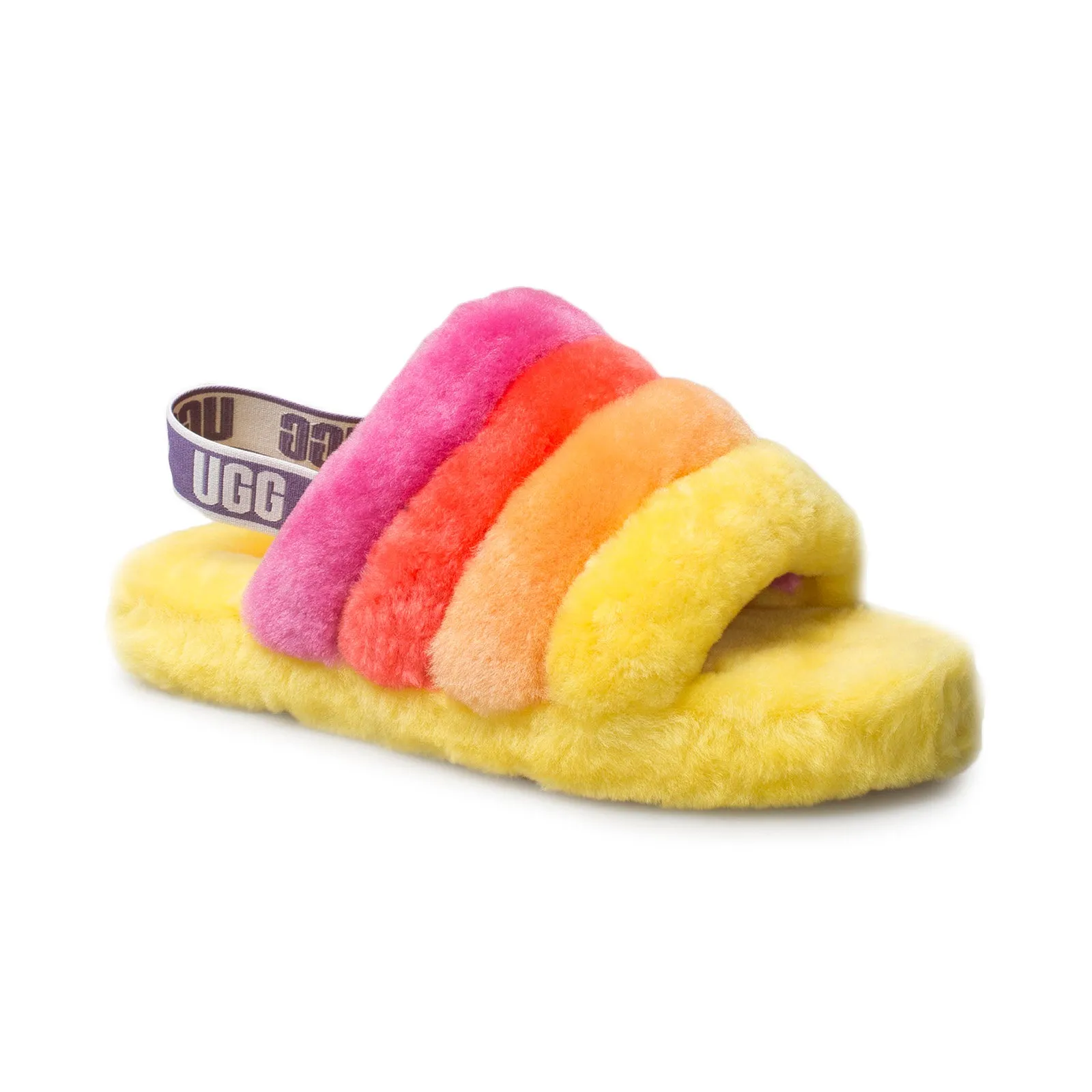 Result: Men's UGG Fluff Yeah Slide Pride Rainbow Yellow Slippers