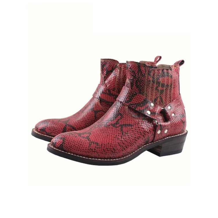 Retro Leather Riding Buckle Ankle Boots for Men