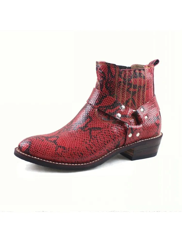 Retro Leather Riding Buckle Ankle Boots for Men