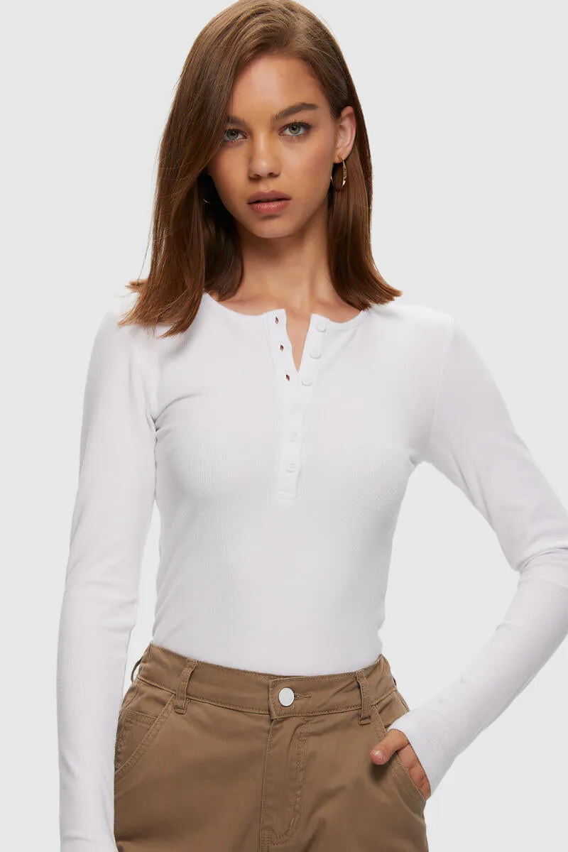 Ribbed Henley Button Down