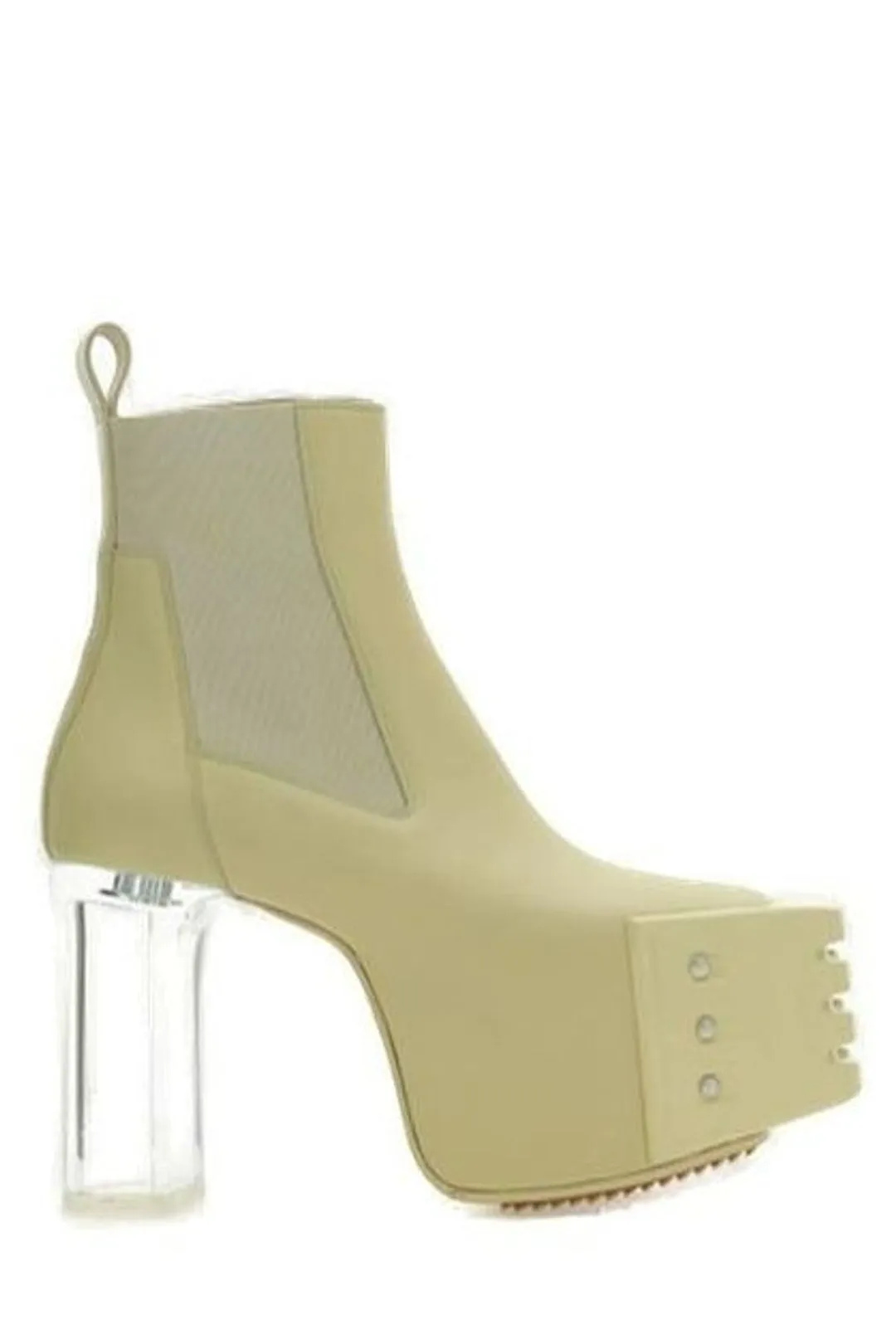 Rick Owens Chelsea boots with block heel and grill kiss design