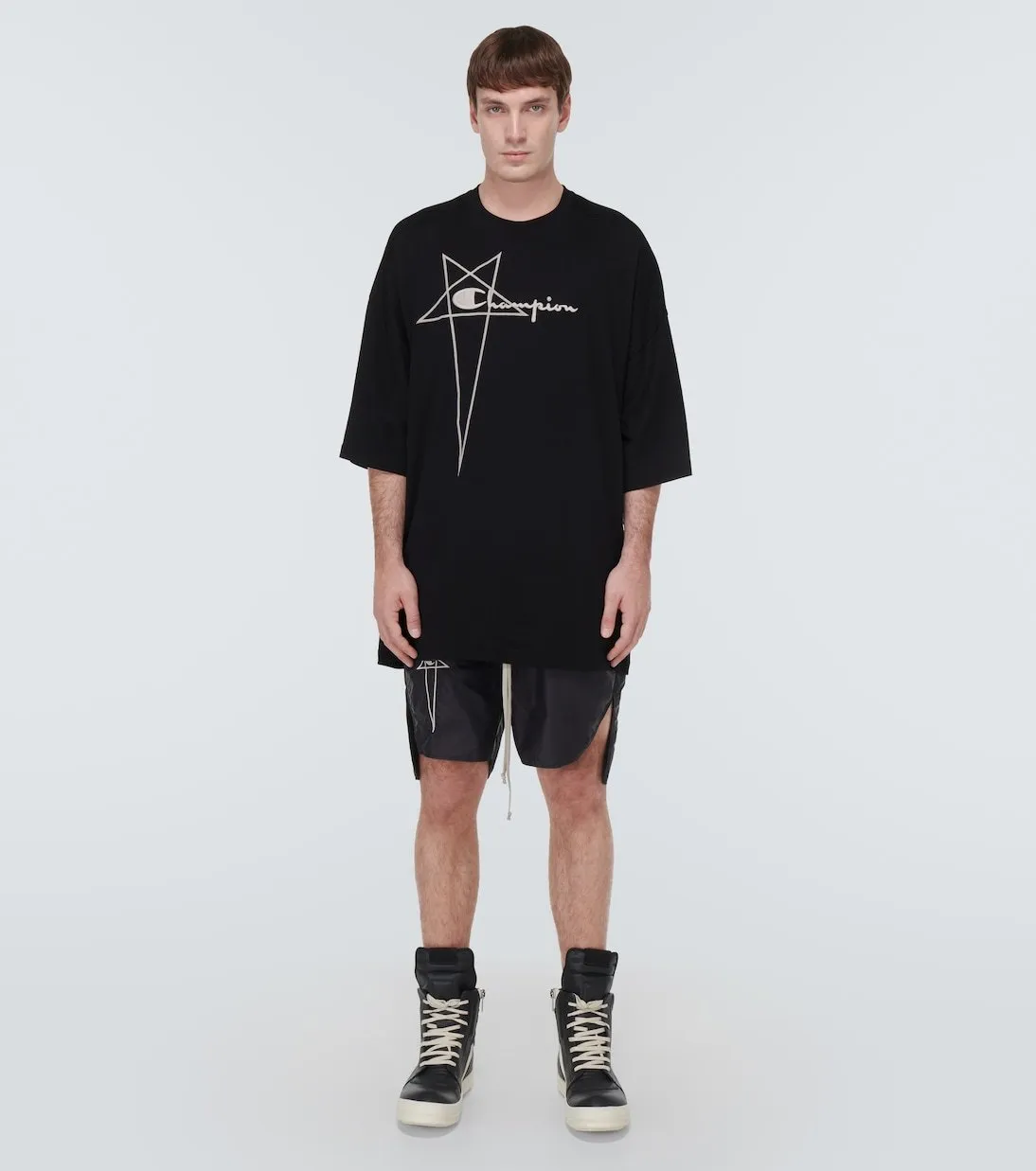 RICK OWENS  |Crew Neck Star Street Style Cotton Short Sleeves Oversized