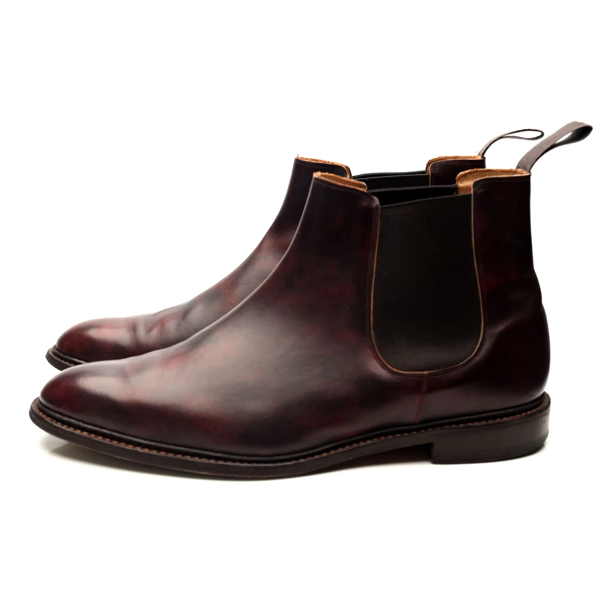 'Roxbury' Burgundy Museum Leather Chelsea Boots UK 12