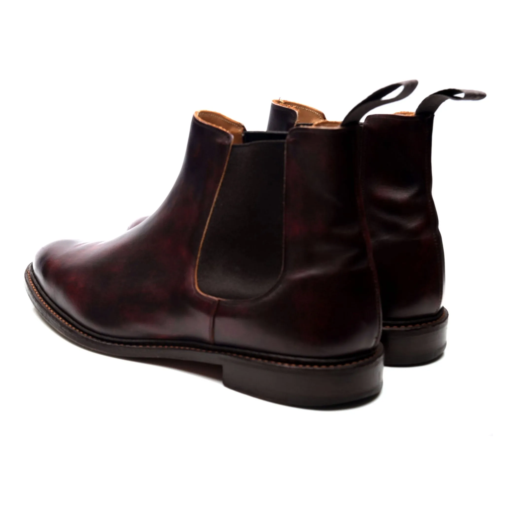 'Roxbury' Burgundy Museum Leather Chelsea Boots UK 12