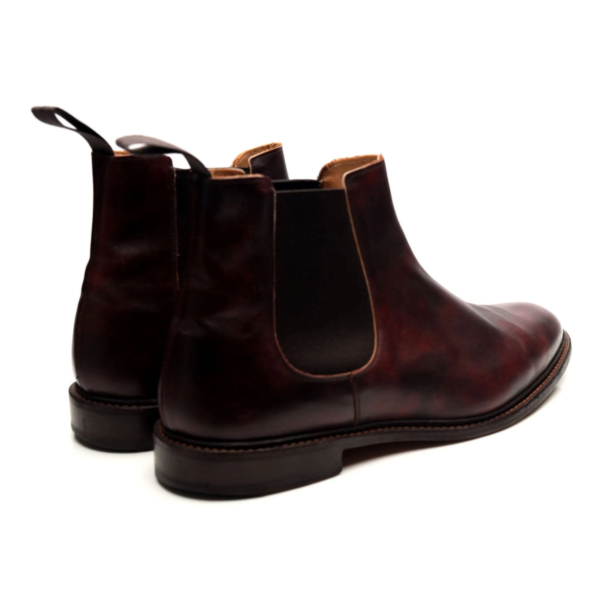 'Roxbury' Burgundy Museum Leather Chelsea Boots UK 12