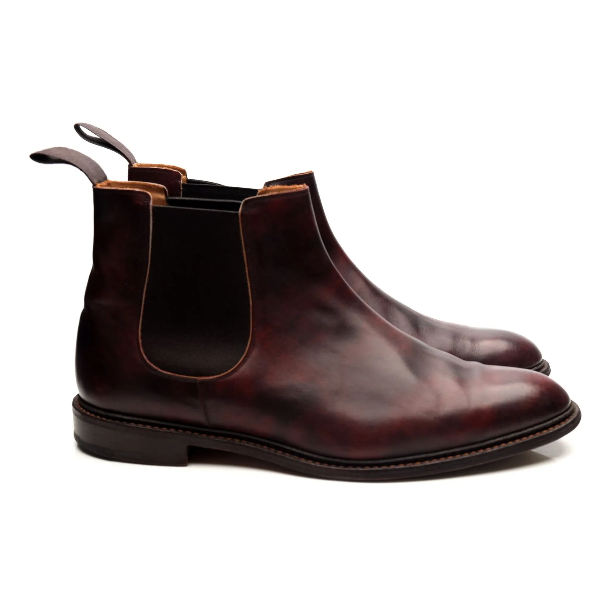 'Roxbury' Burgundy Museum Leather Chelsea Boots UK 12