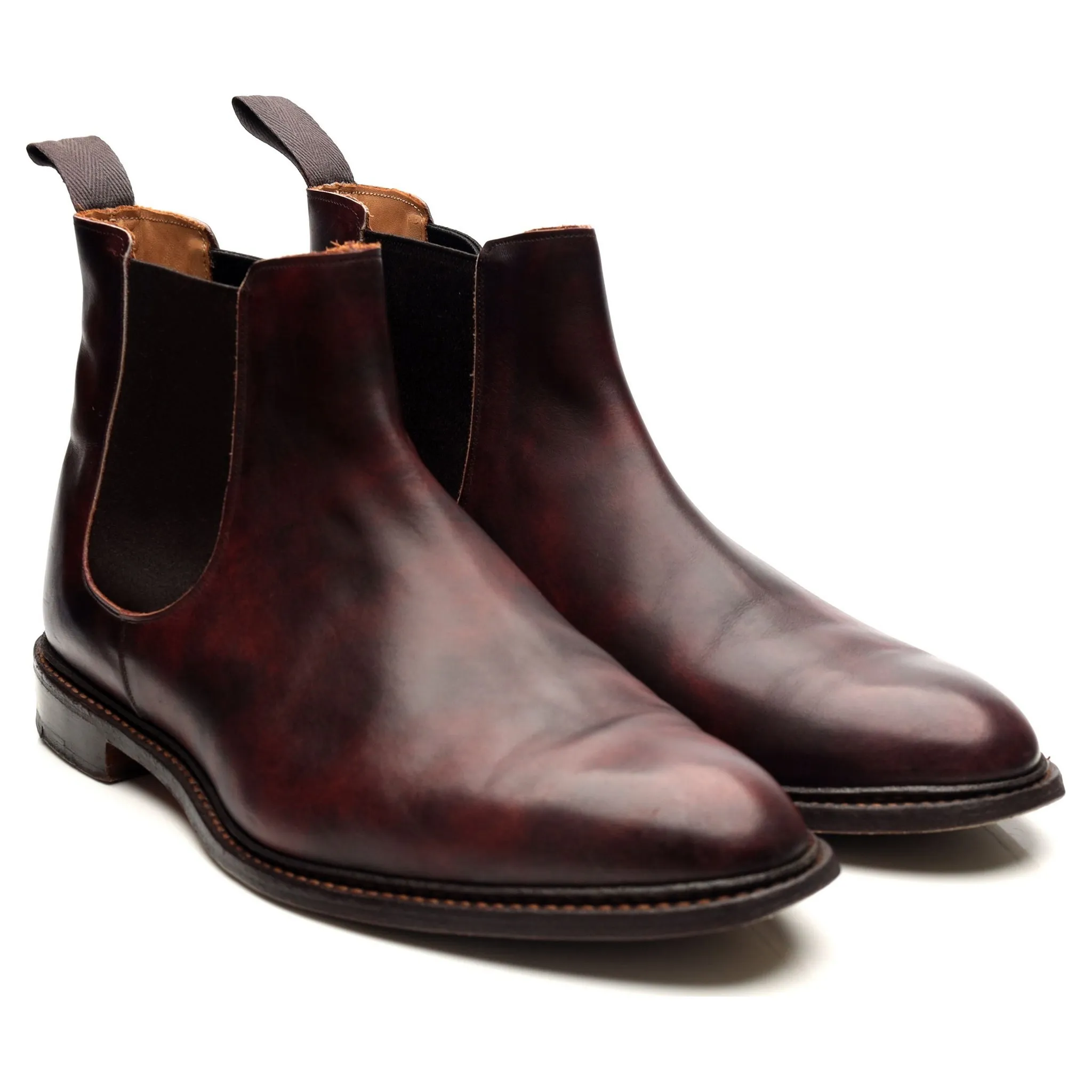 'Roxbury' Burgundy Museum Leather Chelsea Boots UK 12