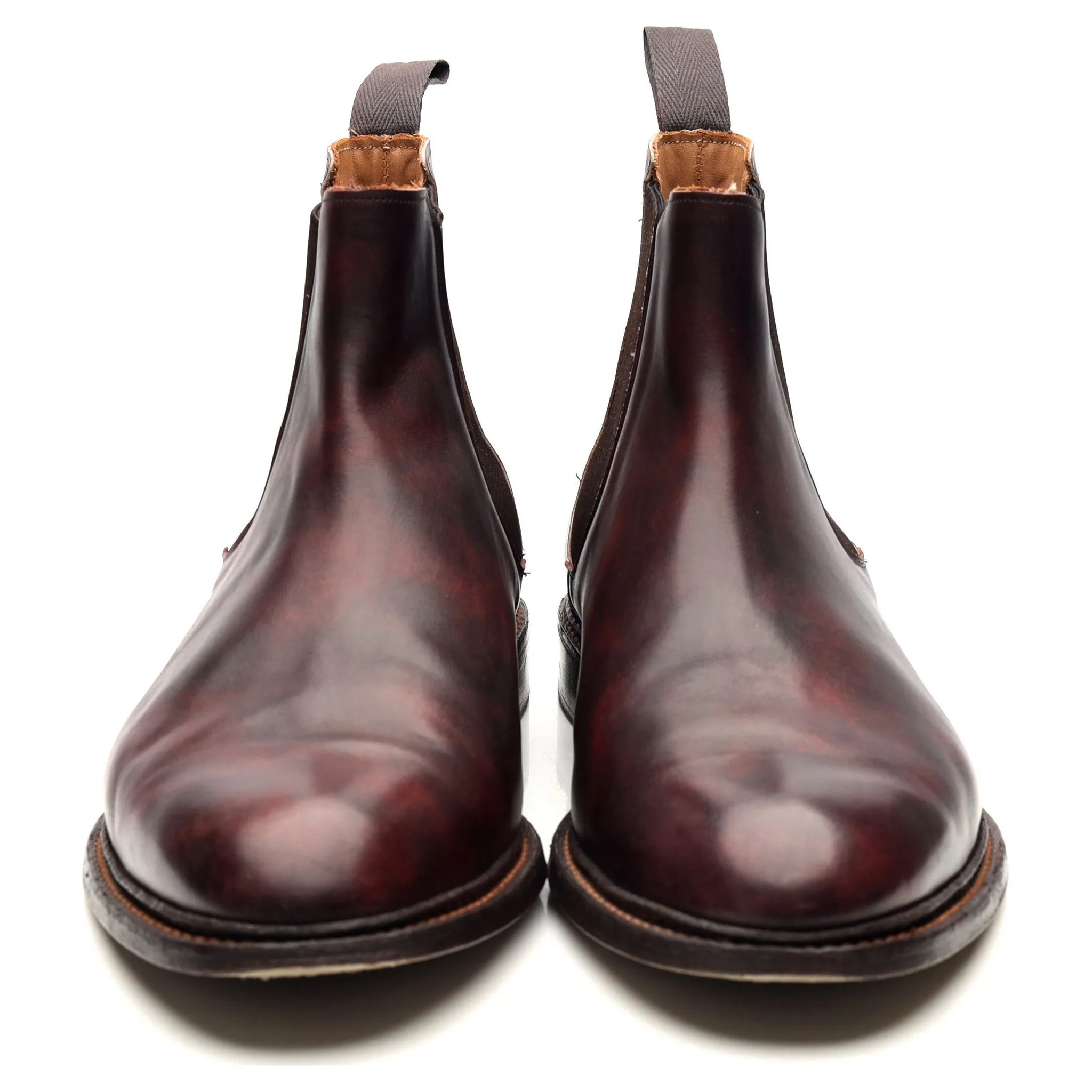 'Roxbury' Burgundy Museum Leather Chelsea Boots UK 12