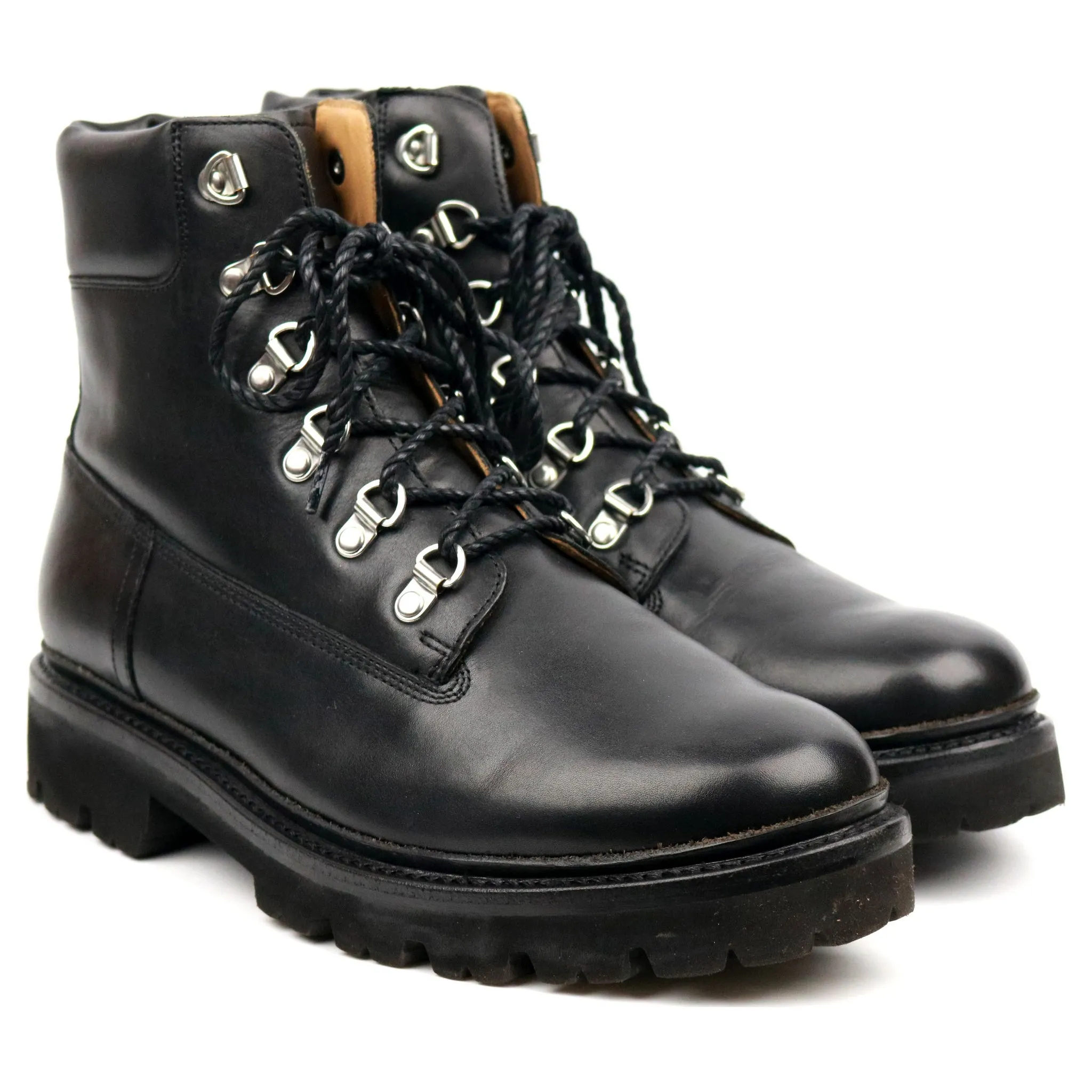 'Rutherford' Black Leather Hiker Boots UK 6.5 G