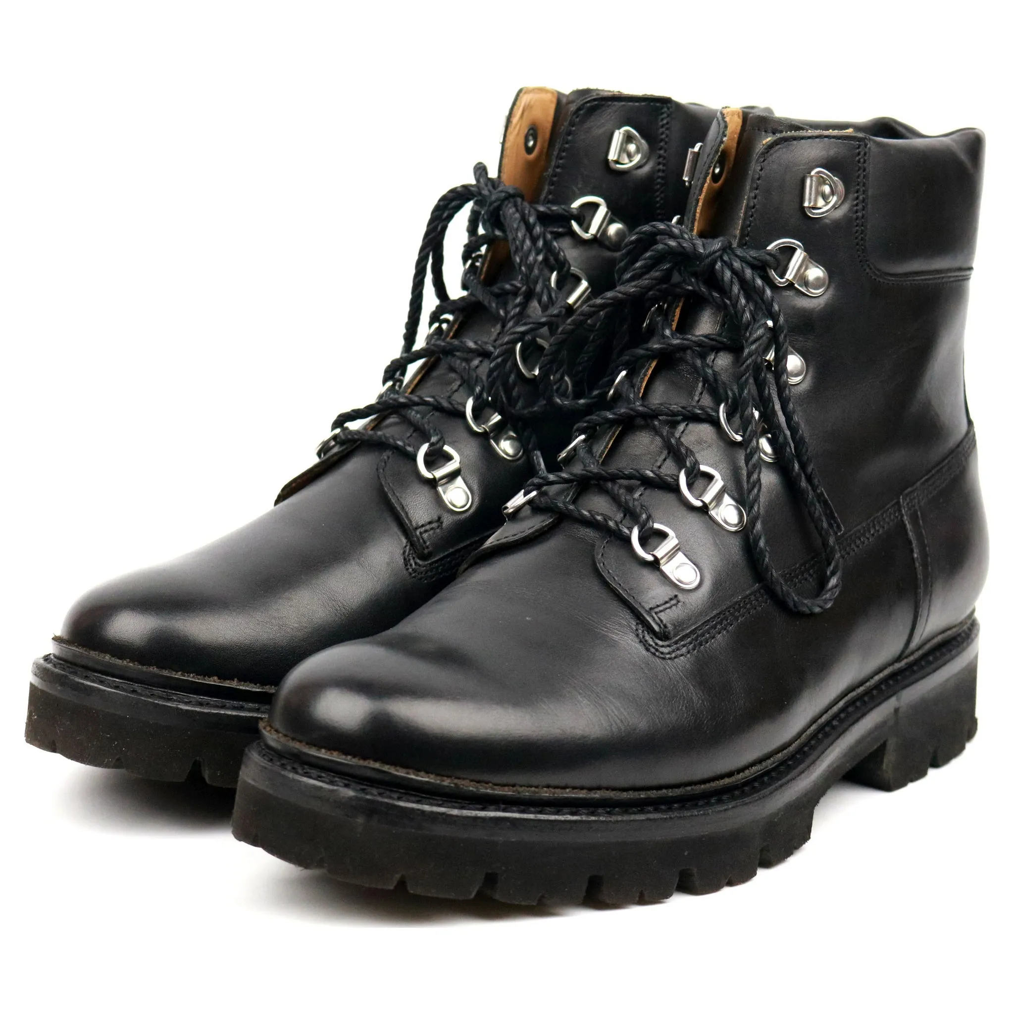 'Rutherford' Black Leather Hiker Boots UK 6.5 G